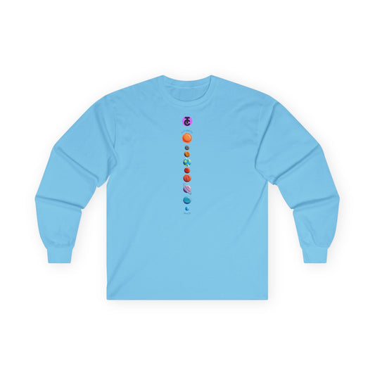 Man's Long Sleeve Tee - Cosmic Planets Design - Perfect for Astronomers & Space Lovers
