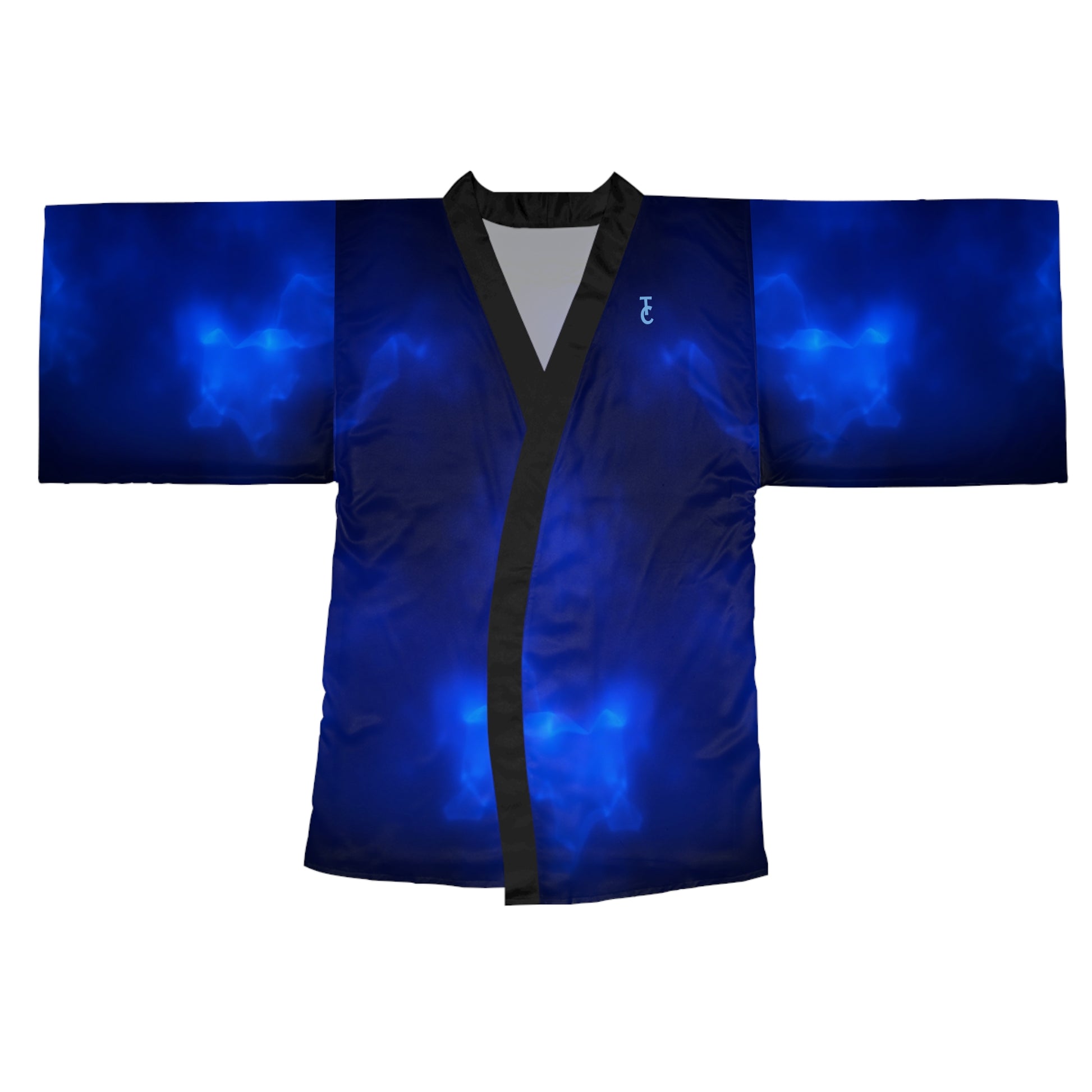 Mystical Blue Long Sleeve Kimono Robe, Cozy Loungewear, Spa Gift, Relaxation Attire, Boho Style, Yoga Cover-Up - THE CATCH