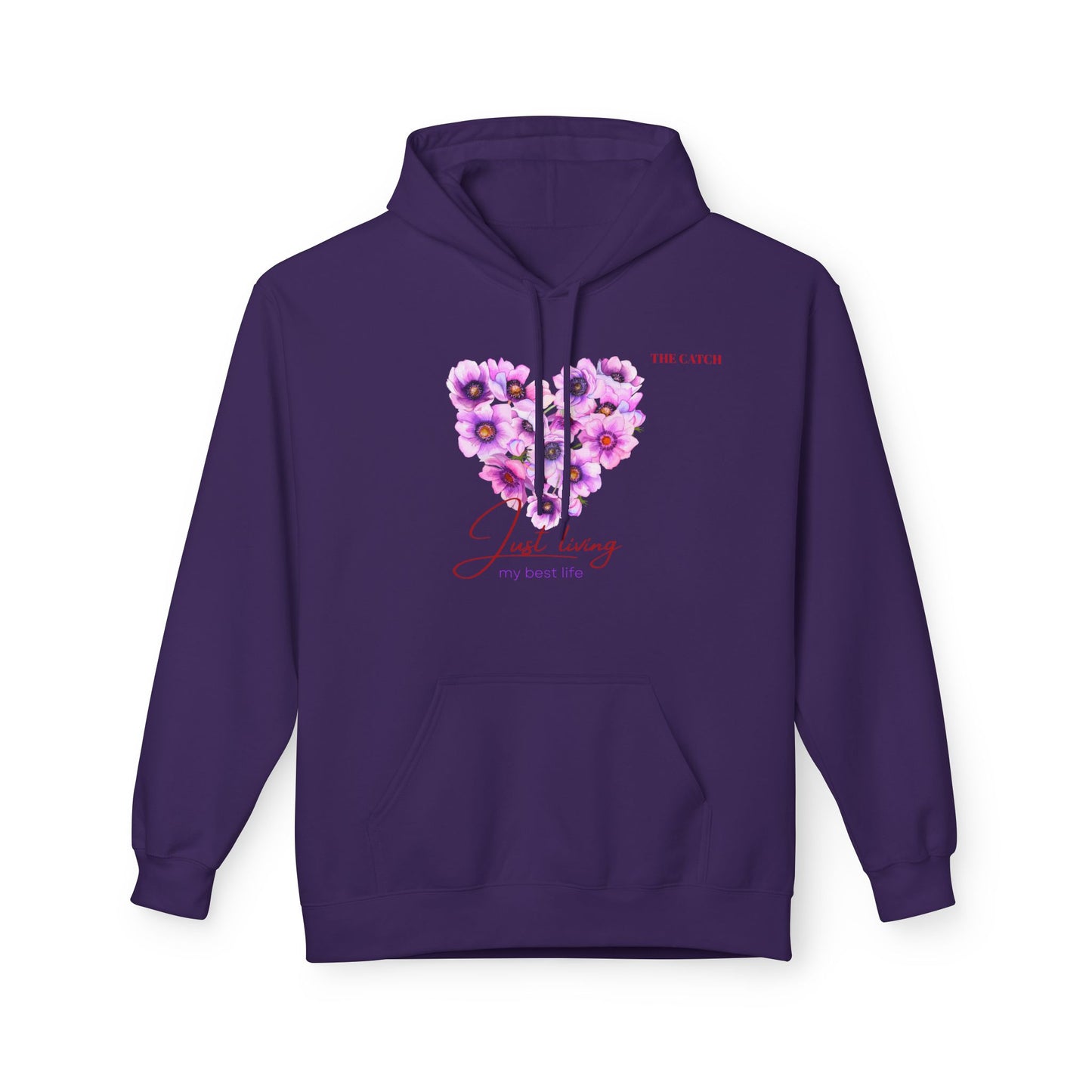 Just Living Floral Heart Hoodie - Inspirational Midweight Fleece Sweatshirt