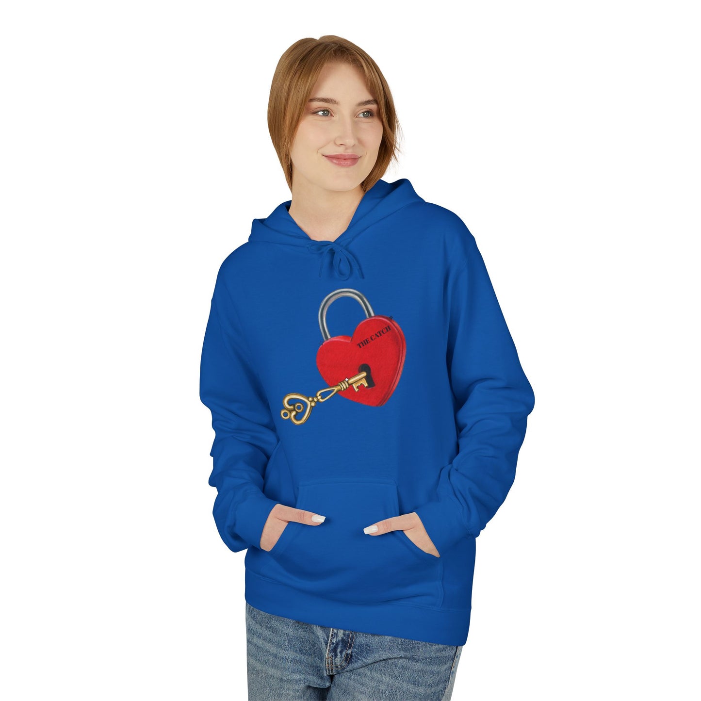 Heart Lock & Key  Fleece Hoodie - Cozy Valentine’s Day Gift