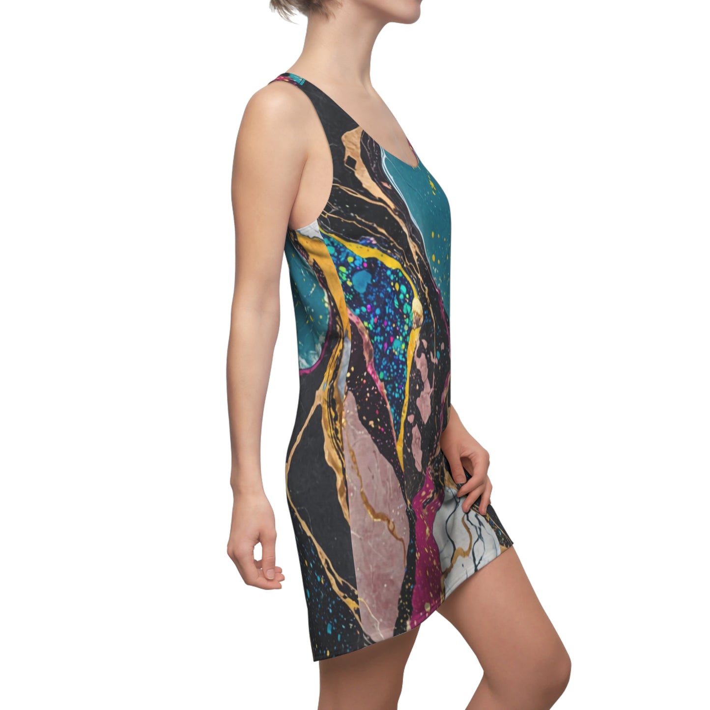 Colorful Abstract Racerback Dress for Women | Bohemian Summer Dress, Casual Party Dress, Unique Beach Cover-Up, Gift for Her, Vacation [...] - THE CATCH