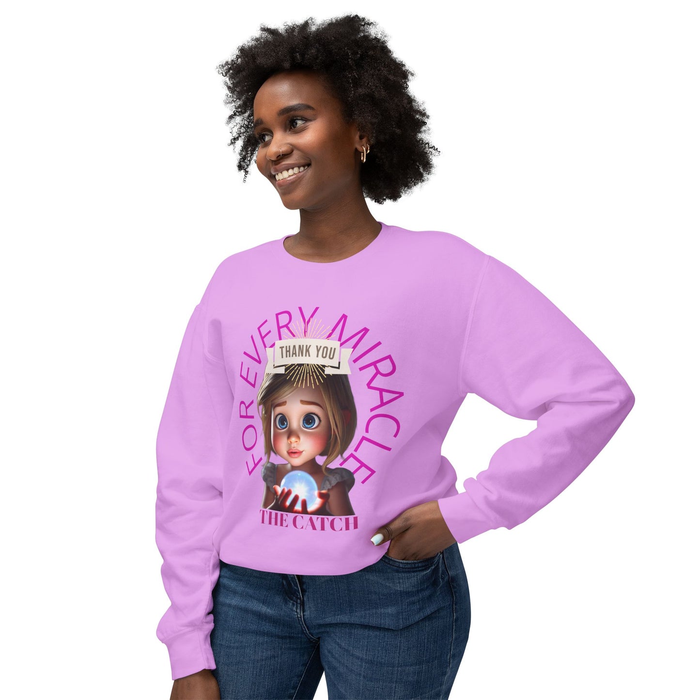 Thank You for Every Miracle Crew neck Sweatshirt -Lightweight Design