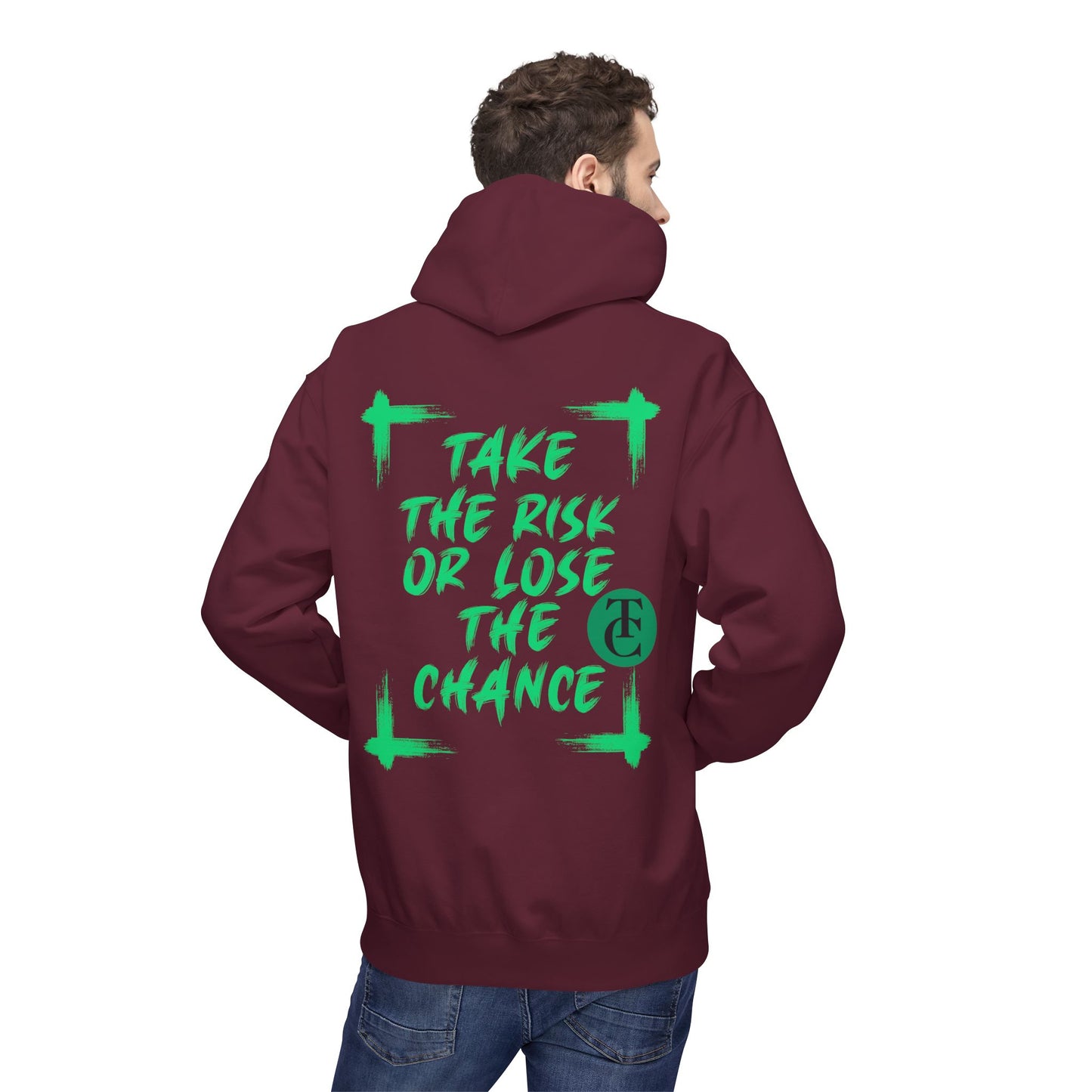 Inspirational  Fleece Hoodie - 'Take the Risk or Lose the Chance' Design