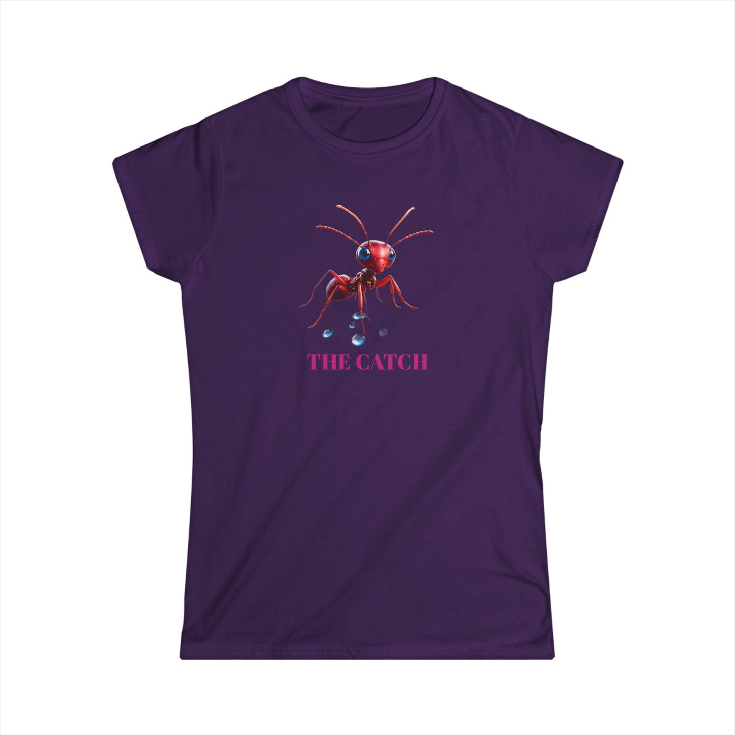 Women's Softstyle Tee - 'The Catch' Ant Graphic Shirt for Nature Lovers - THE CATCH
