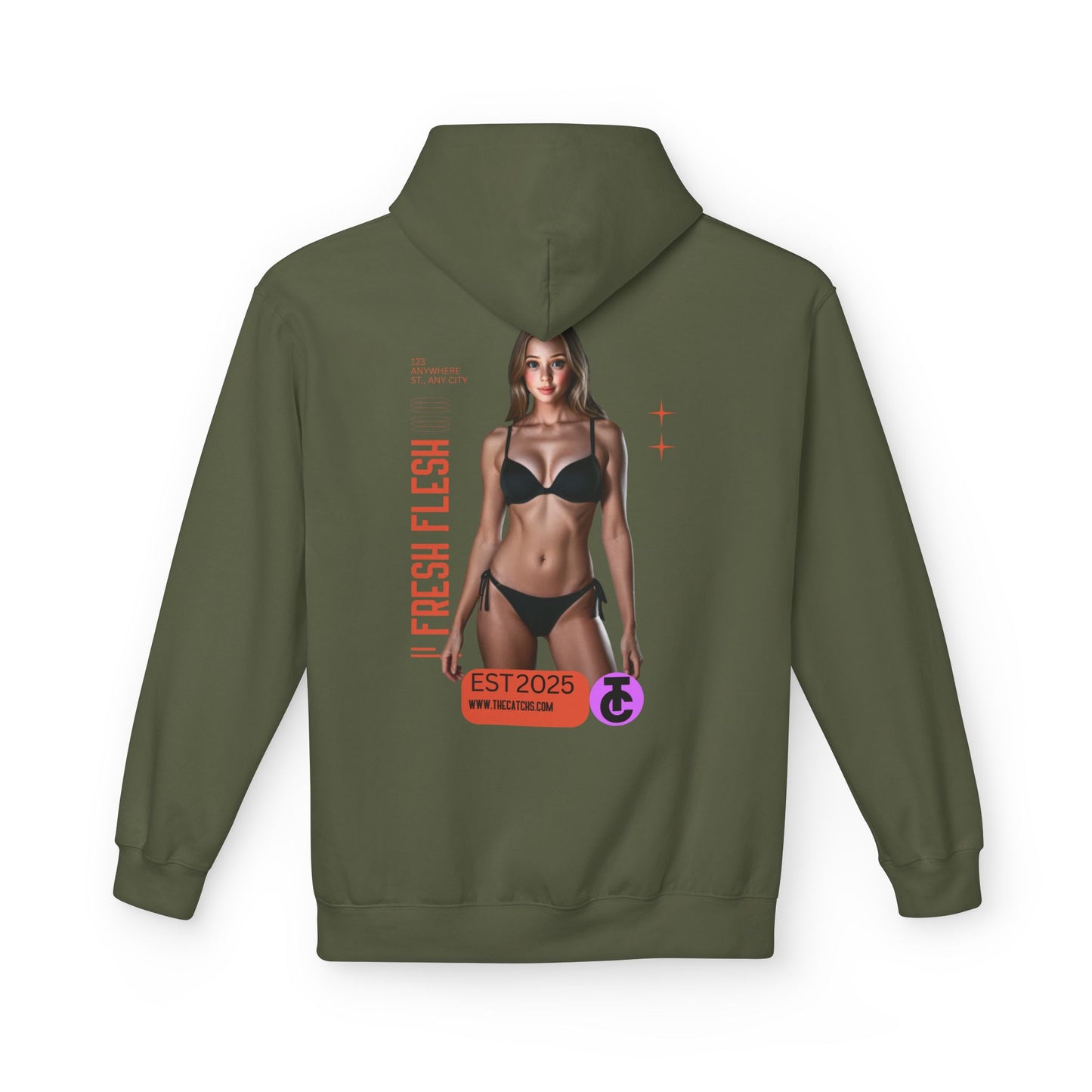 Fresh Flesh Graphic Hoodie for Trendsetters Midweight Fleece Sweatshirt - THE CATCH