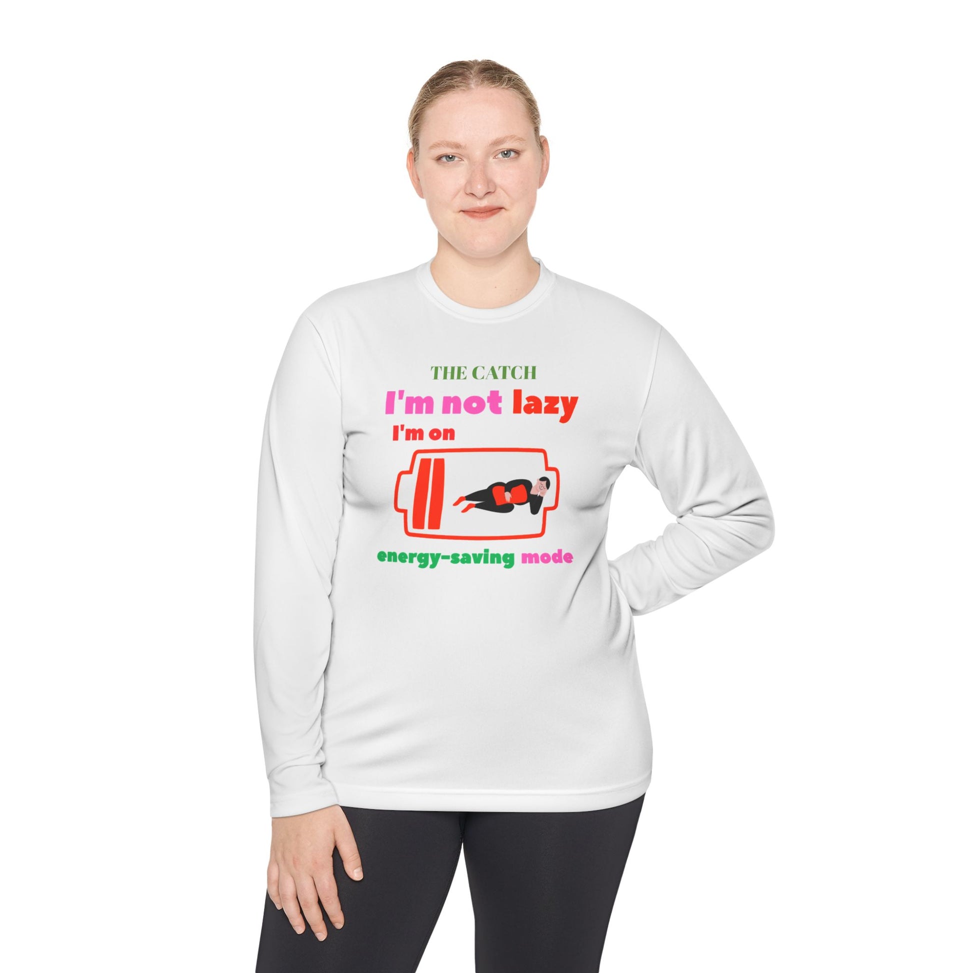 Women's Lightweight Long Sleeve Tee - I'm Not Lazy, I'm on Energy-Saving Mode - THE CATCH
