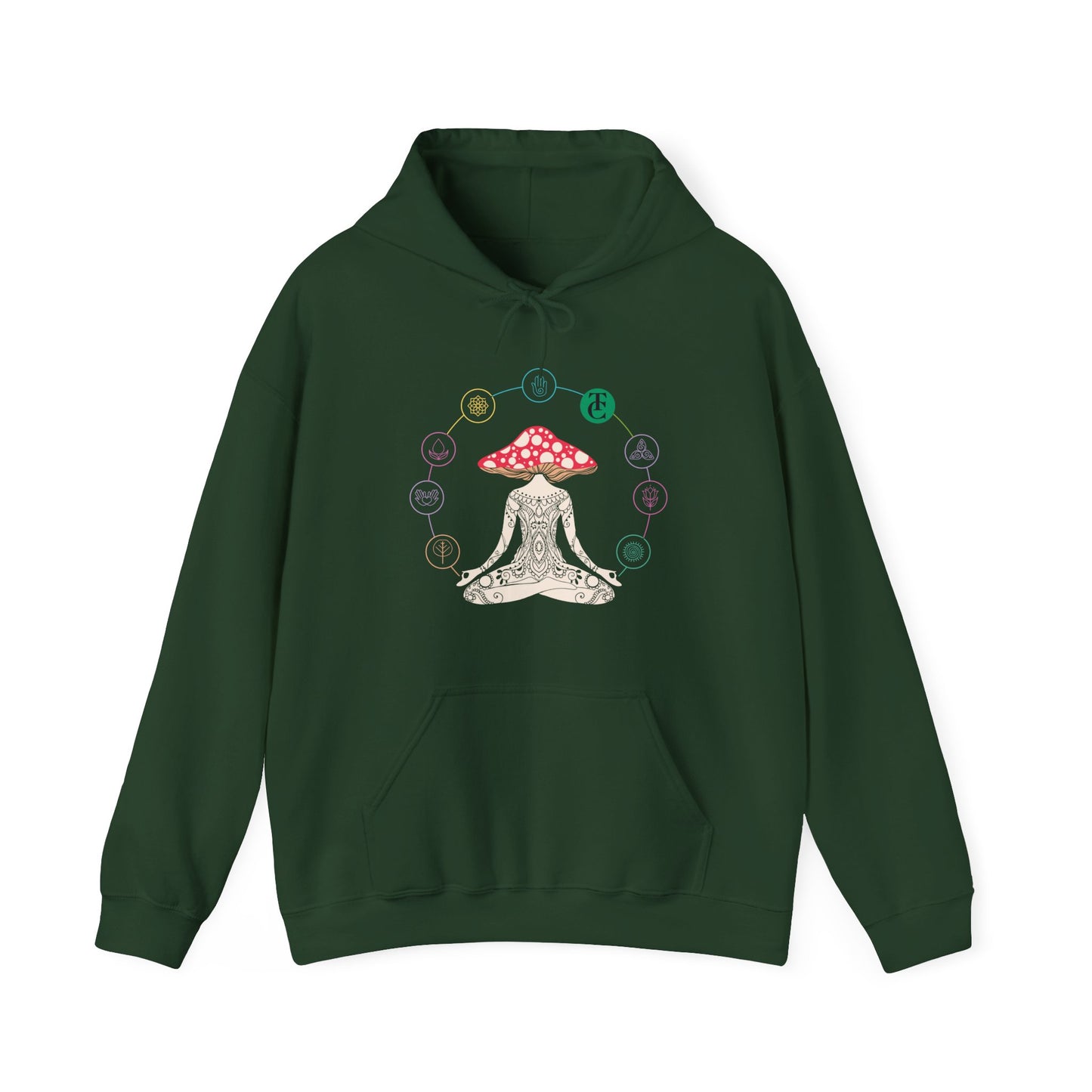 Meditative Mushroom Hoodie - Hooded Sweatshirt, Spiritual Fashion, Cozy Gift, Yoga Attire, Mindfulness Wear, Fall Fashion - THE CATCH
