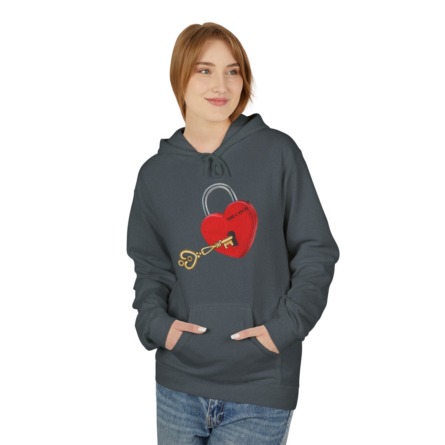 Heart Lock & Key  Fleece Hoodie - Cozy Valentine’s Day Gift