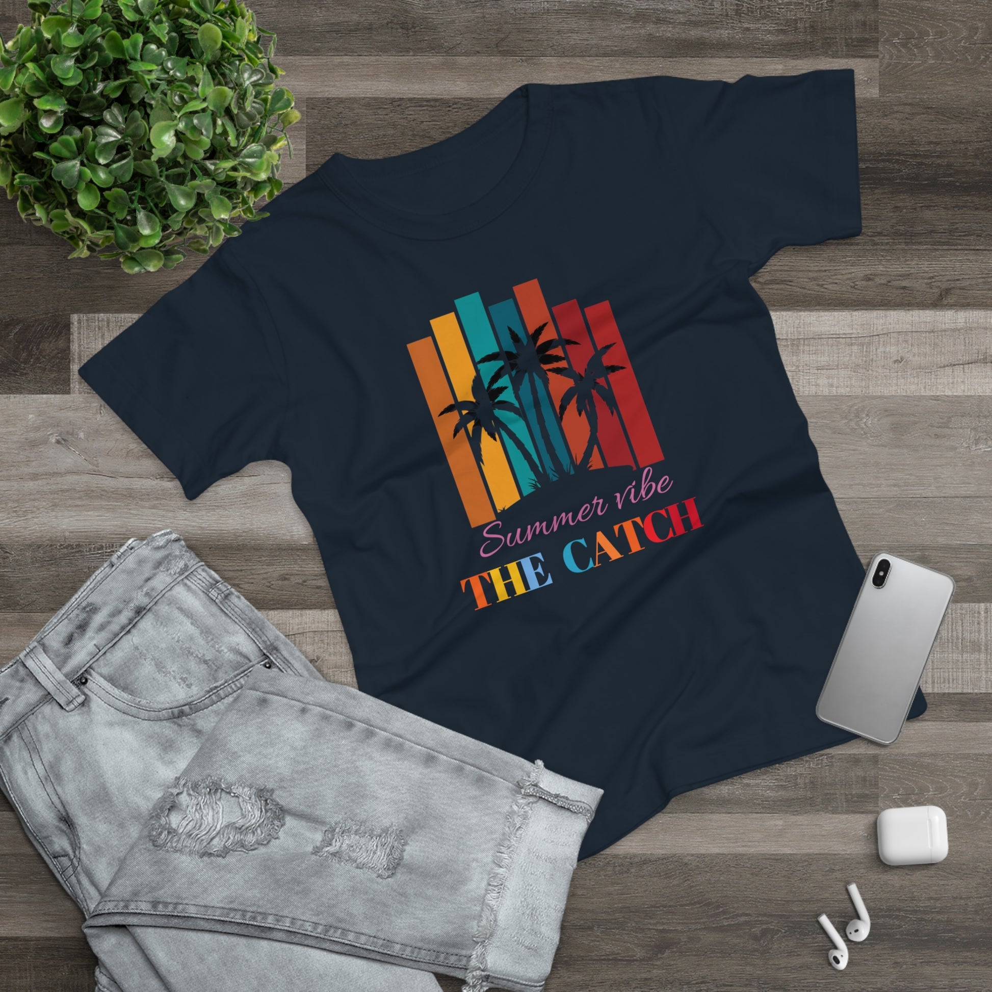 Summer Vibe Women's T-Shirt with Palm Design - THE CATCH