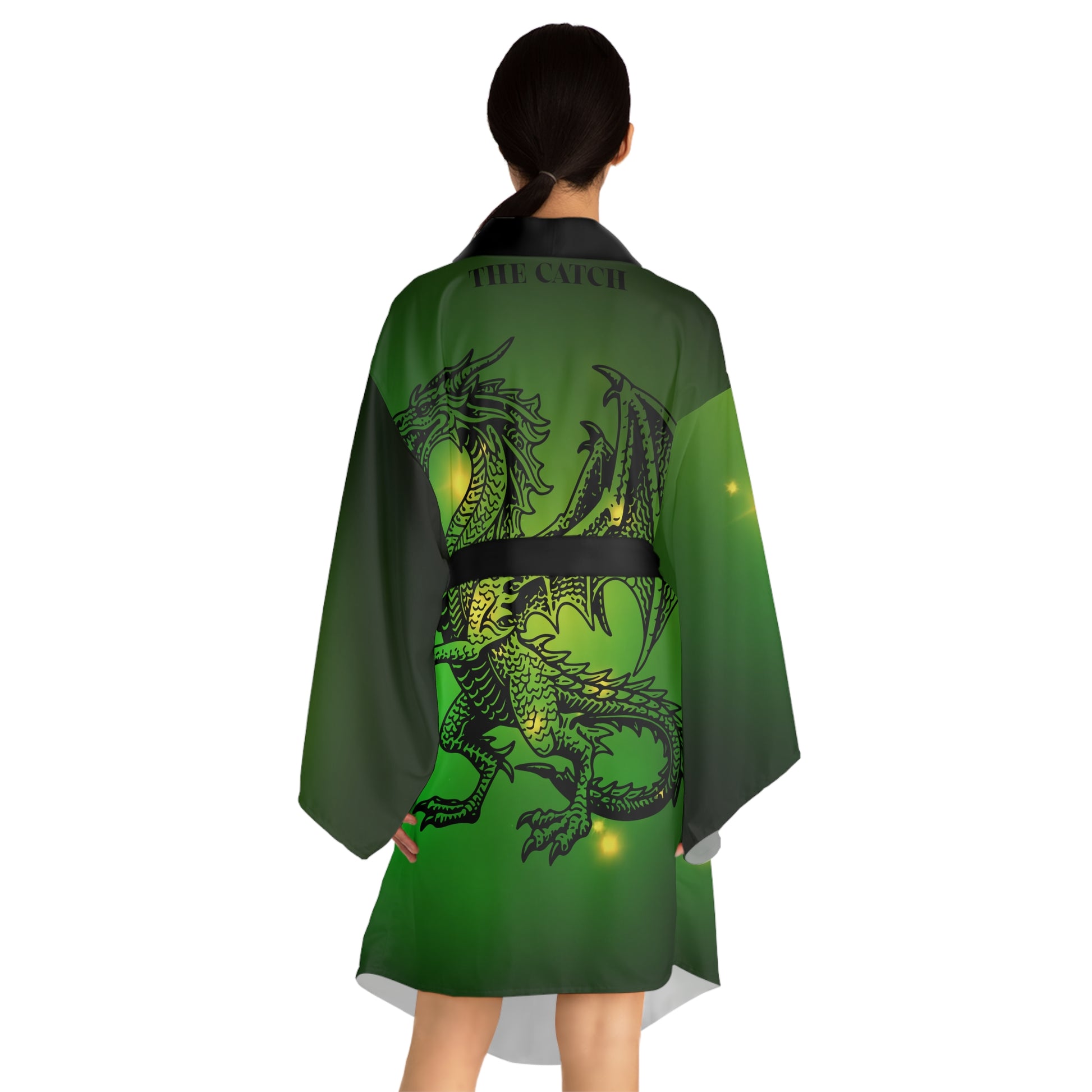 Enchanted Glow Long Sleeve Kimono Robe | Cozy Loungewear, Festival Outfit, Spa Day Gift, Green AOP Design, Relaxation Essential - THE CATCH