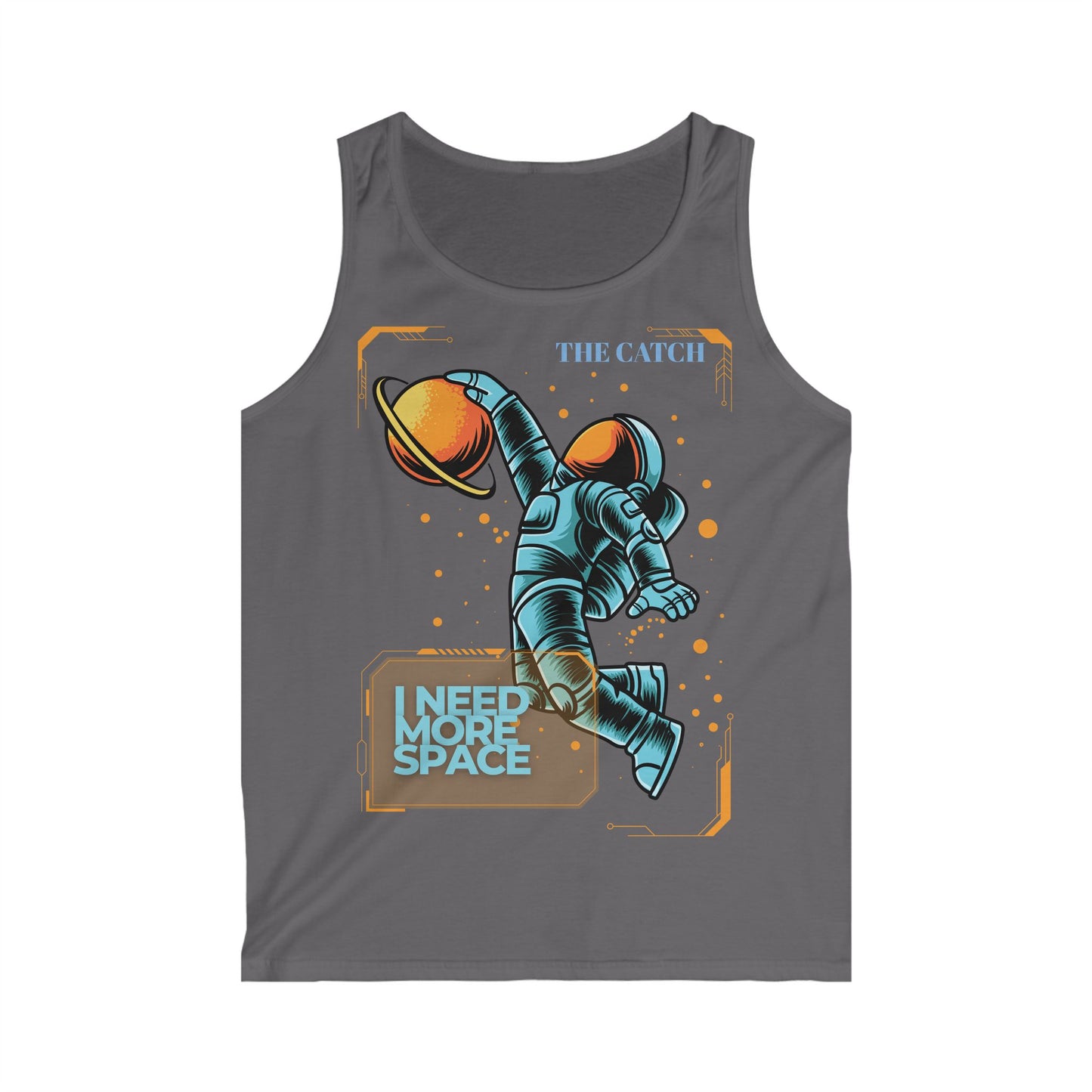 Men's Softstyle Tank Top - 'Need More Space' Astronaut Graphic