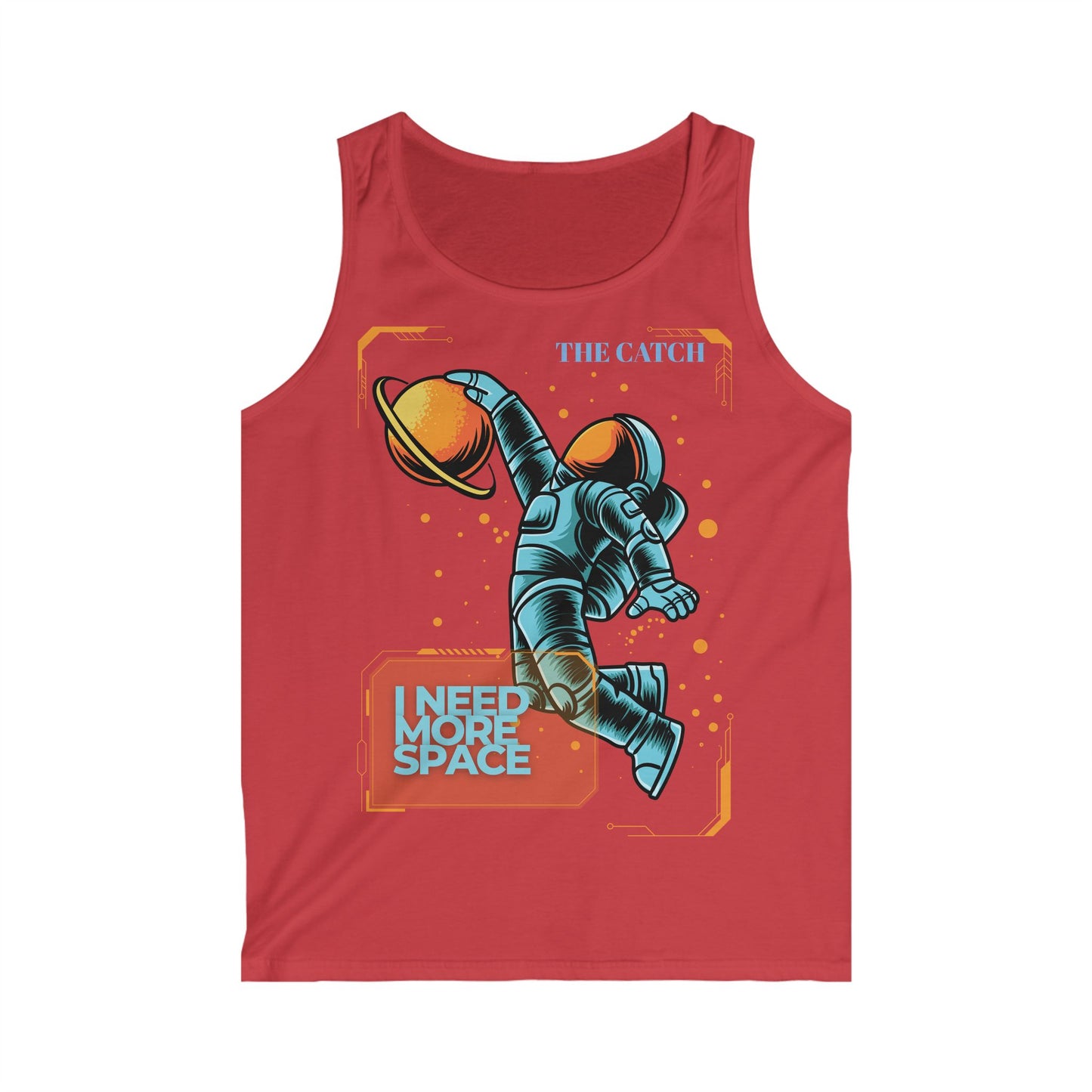 Men's Softstyle Tank Top - 'Need More Space' Astronaut Graphic