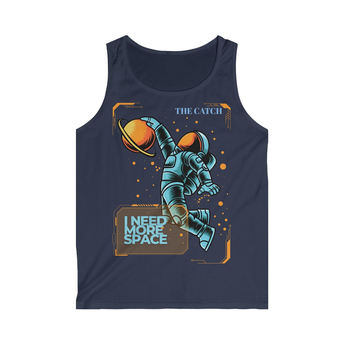 Men's Softstyle Tank Top - 'Need More Space' Astronaut Graphic