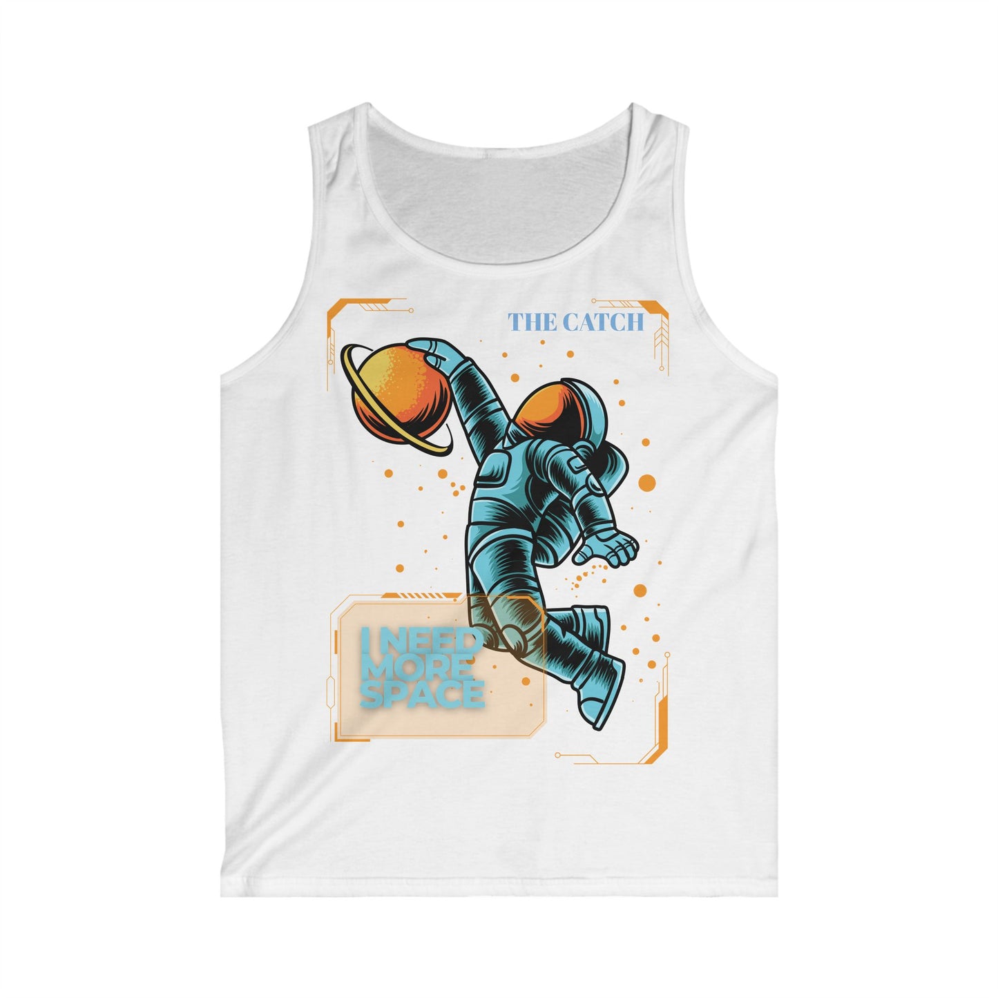 Men's Softstyle Tank Top - 'Need More Space' Astronaut Graphic