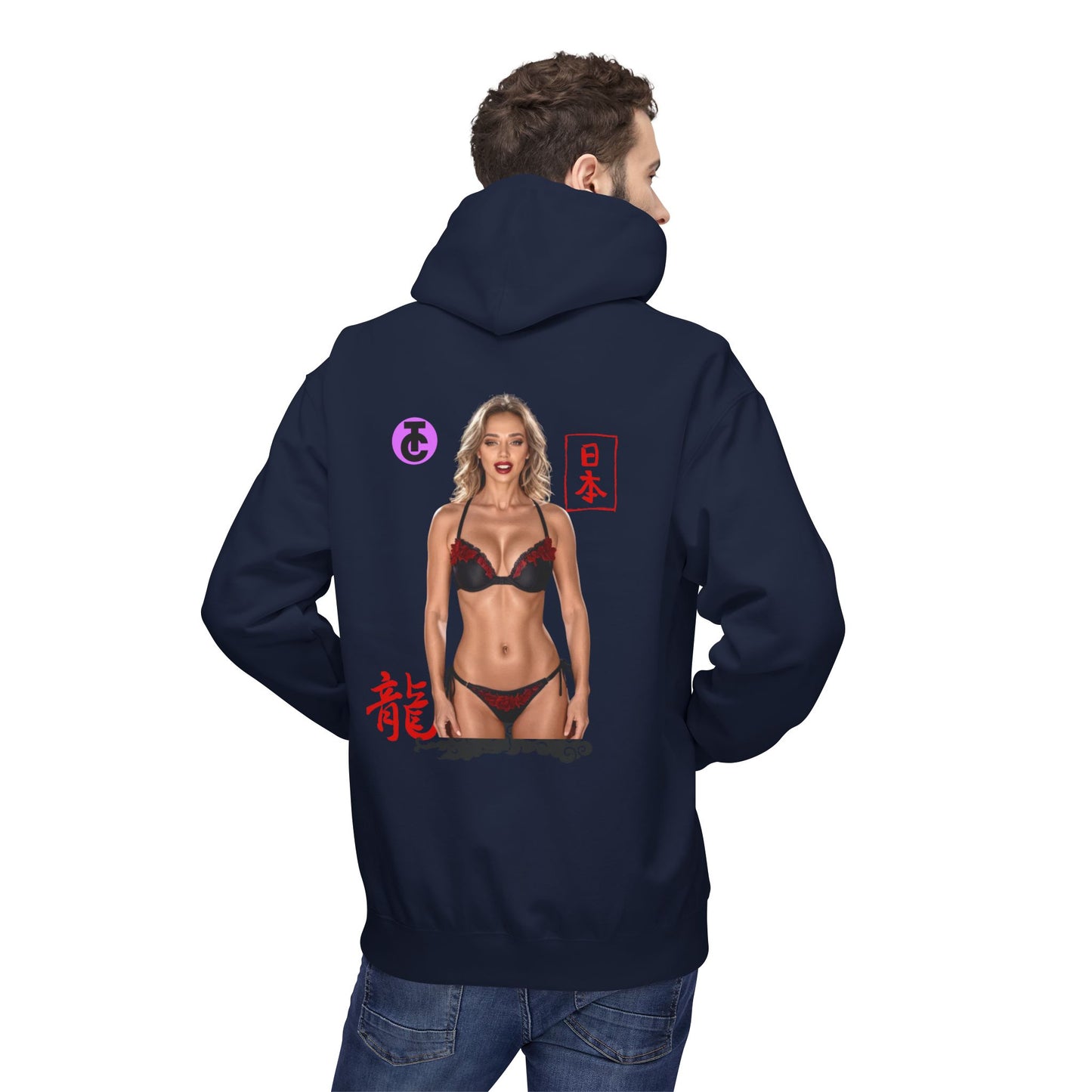 Midweight Softstyle Fleece Hoodie - Vibrant Japanese-Inspired Design