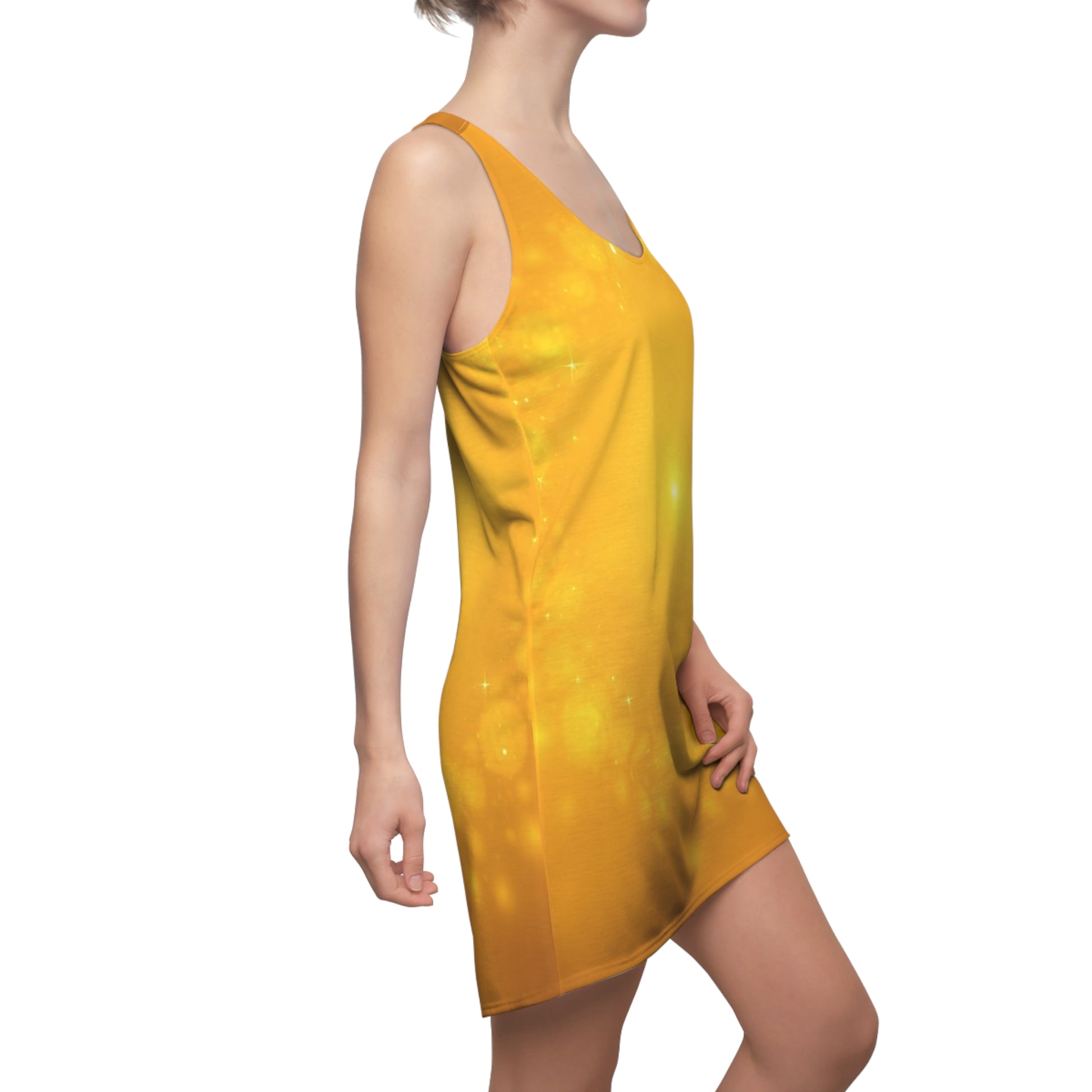 Women's Racerback Dress - Cheerful Yellow Sparkle, Summer Dress, Gift for Her, Party Dress, Casual Wear - THE CATCH