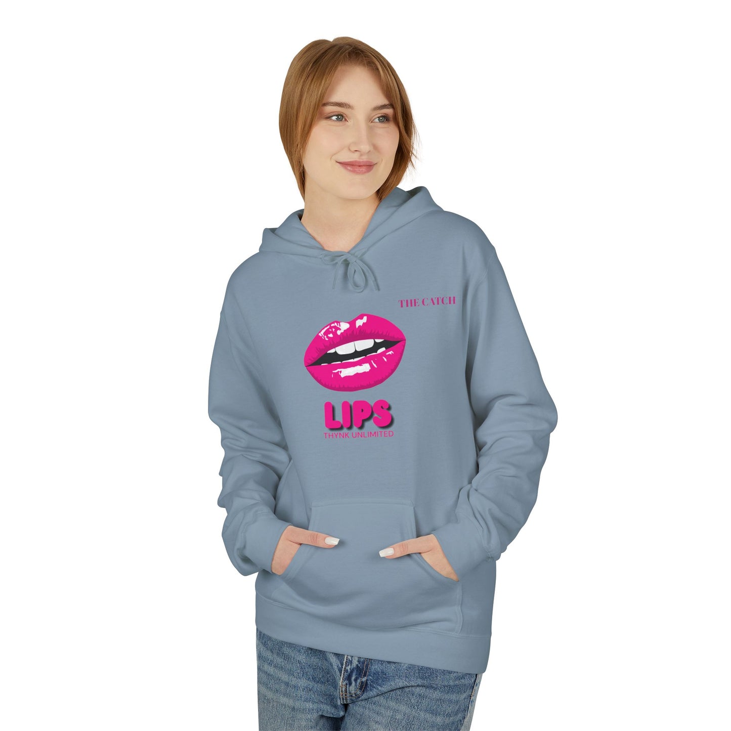 Fleece Hoodie with Chic Lip Design - Perfect for Casual Outings and Gifts