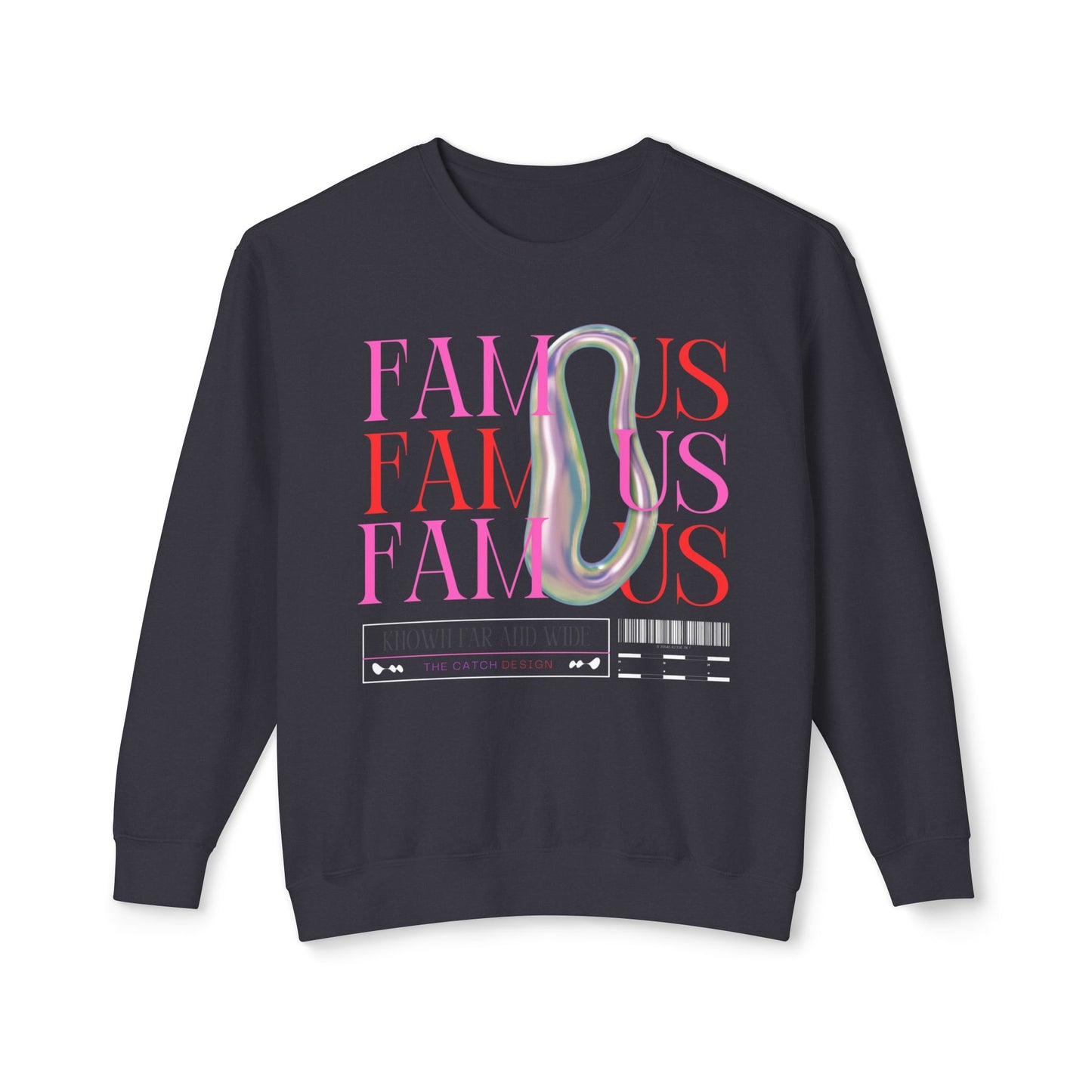 Famous Typography Lightweight Crewneck Sweatshirt - Trendy Casual Wear