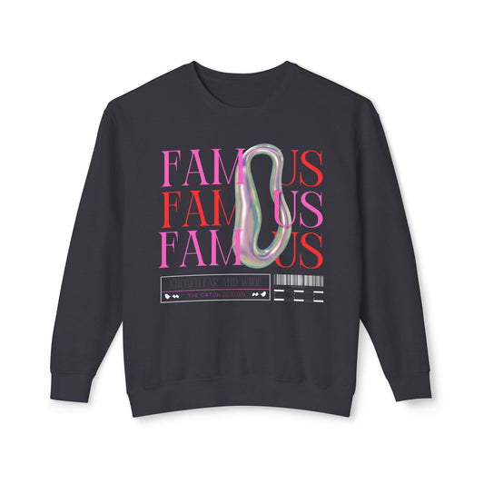 Famous Typography Lightweight Crewneck Sweatshirt - Trendy Casual Wear