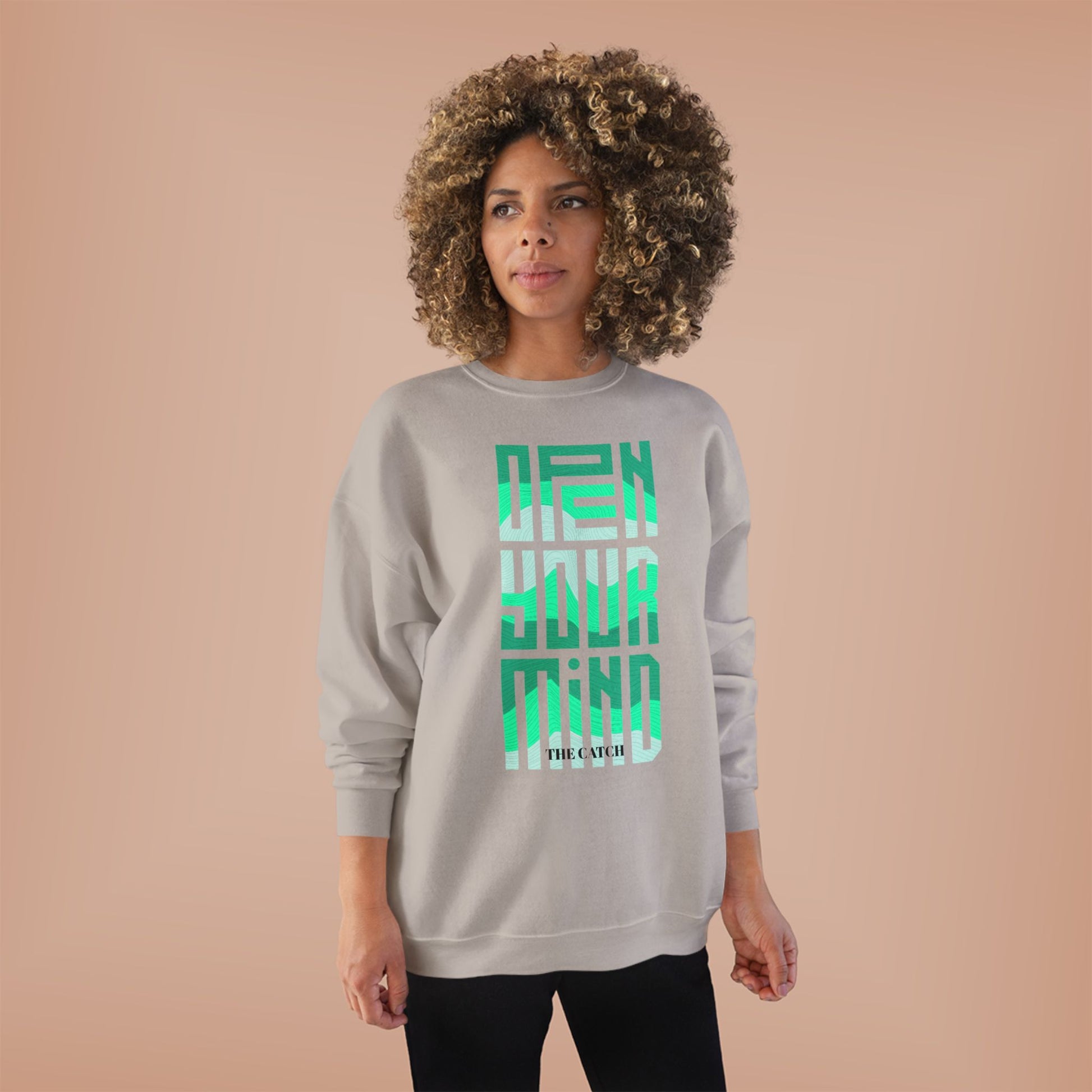 Open Your Mind Eco-Friendly Sweatshirt | Minimalist Graphic Crewneck - THE CATCH