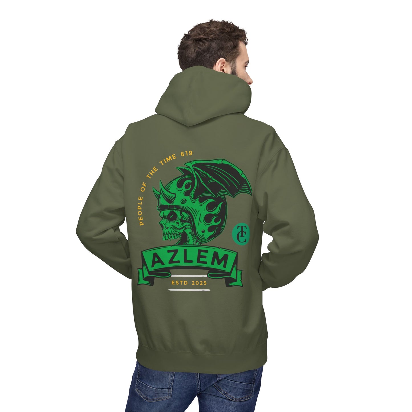 Midweight Softstyle Fleece Hoodie - Azlem Skull Design
