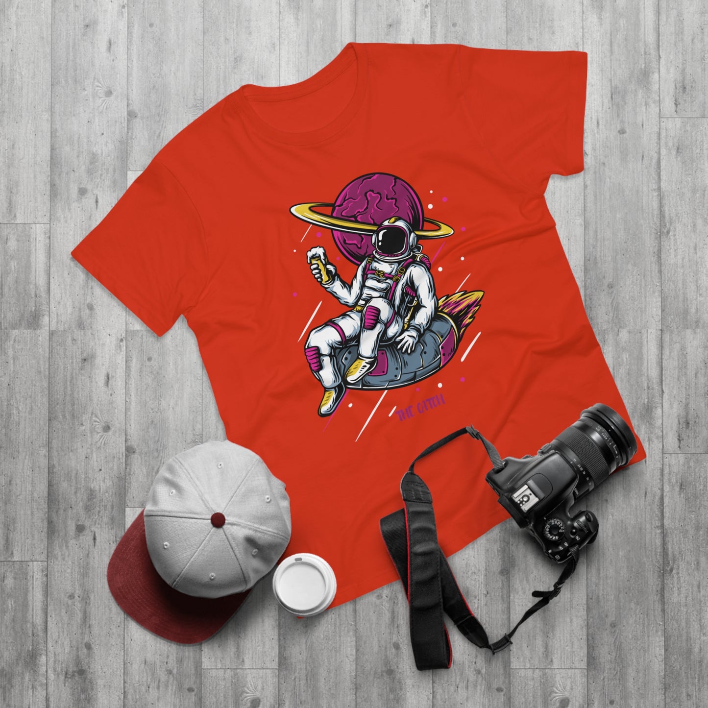 Cosmic Adventure Men's T-Shirt - Retro Astronaut Design