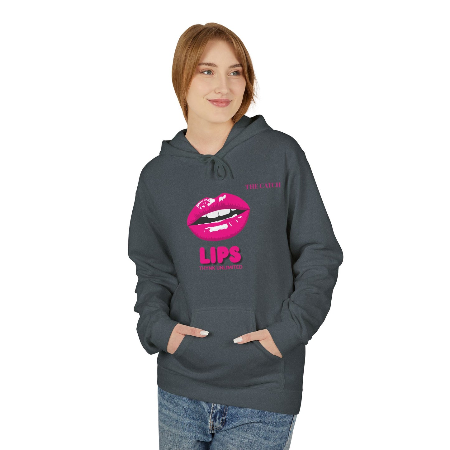 Fleece Hoodie with Chic Lip Design - Perfect for Casual Outings and Gifts