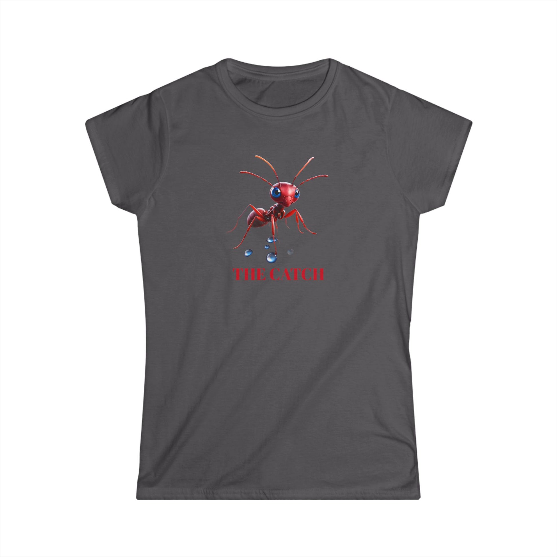 Women's Softstyle Tee - 'The Catch' Ant Graphic Shirt for Nature Lovers - THE CATCH