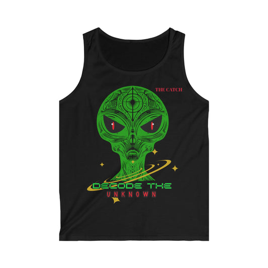 Men's Alien Graphic Tank Top - Decode the Unknown, Sci-Fi Apparel, Summer Wear, Unique Gift for Alien Lovers, Casual Style