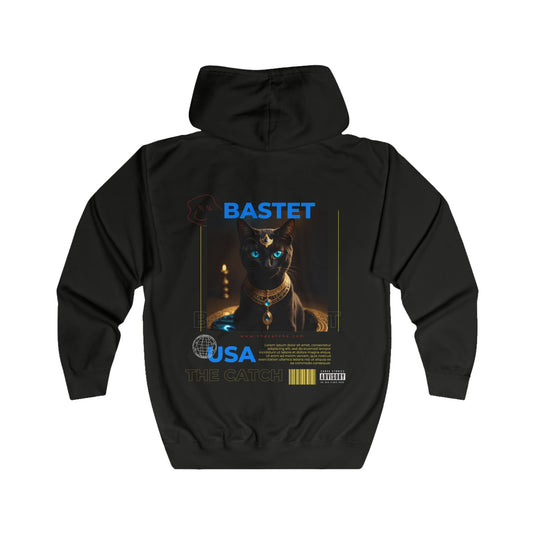 Bastet Cat  Full Zip Hoodie - Stylish & Cozy Graphic Hoodie for Cat Lovers