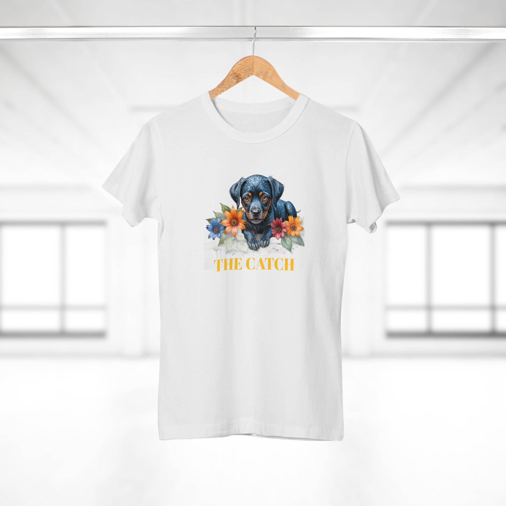 The Catch Dog-Themed Women's T-Shirt - Floral Design for Pet Lovers - THE CATCH