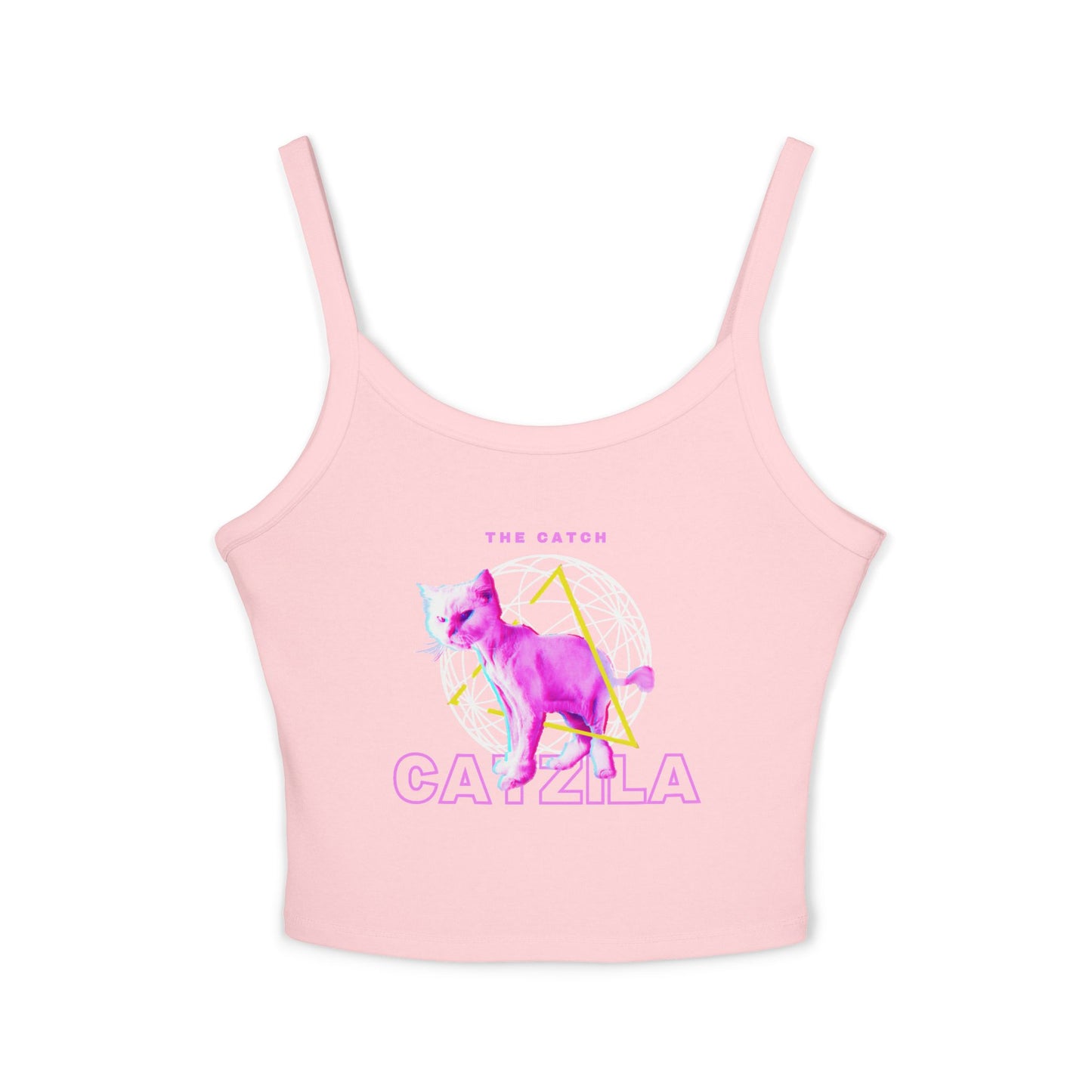 Colorful Cat Graphic Women's Tank Top, Summer Tops, Cute Cat Apparel, Gifts for Cat Lovers, Trendy Spaghetti Strap Shirt - THE CATCH