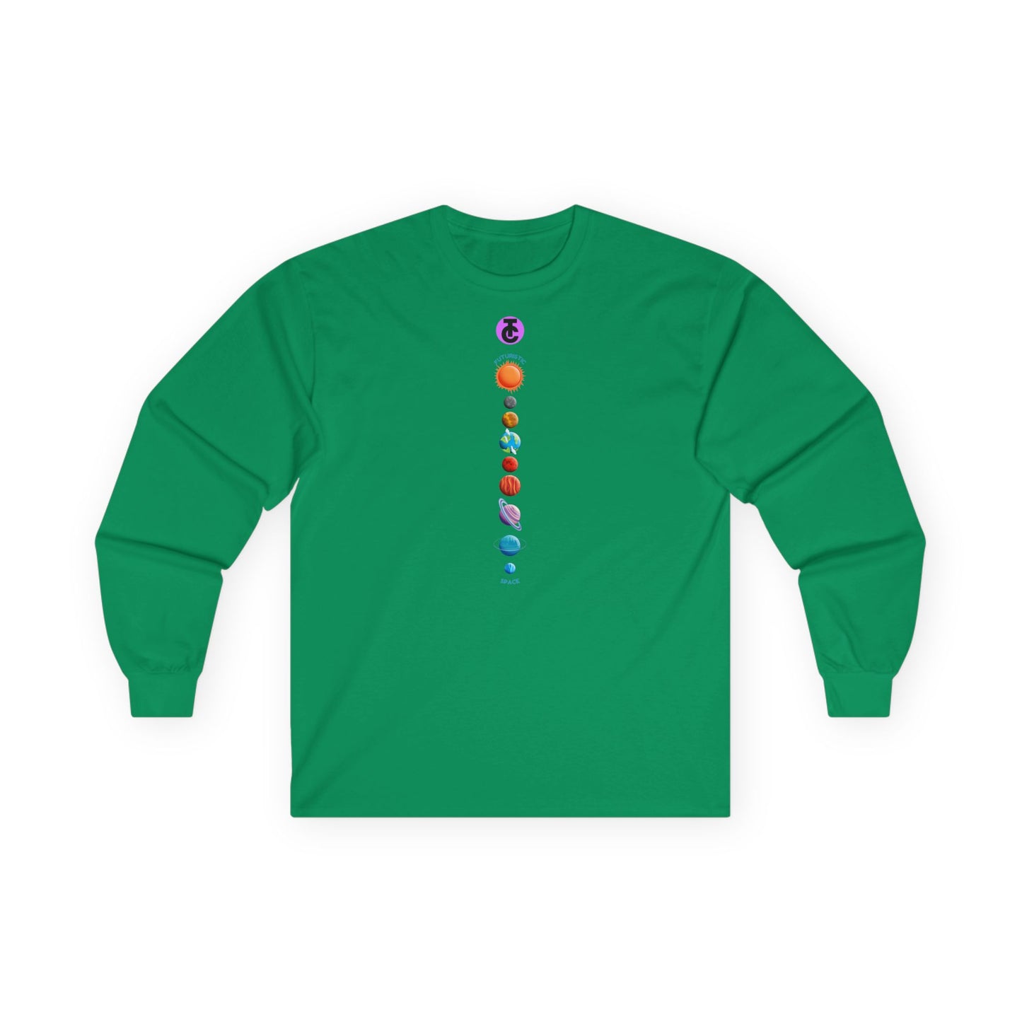 Man's Long Sleeve Tee - Cosmic Planets Design - Perfect for Astronomers & Space Lovers