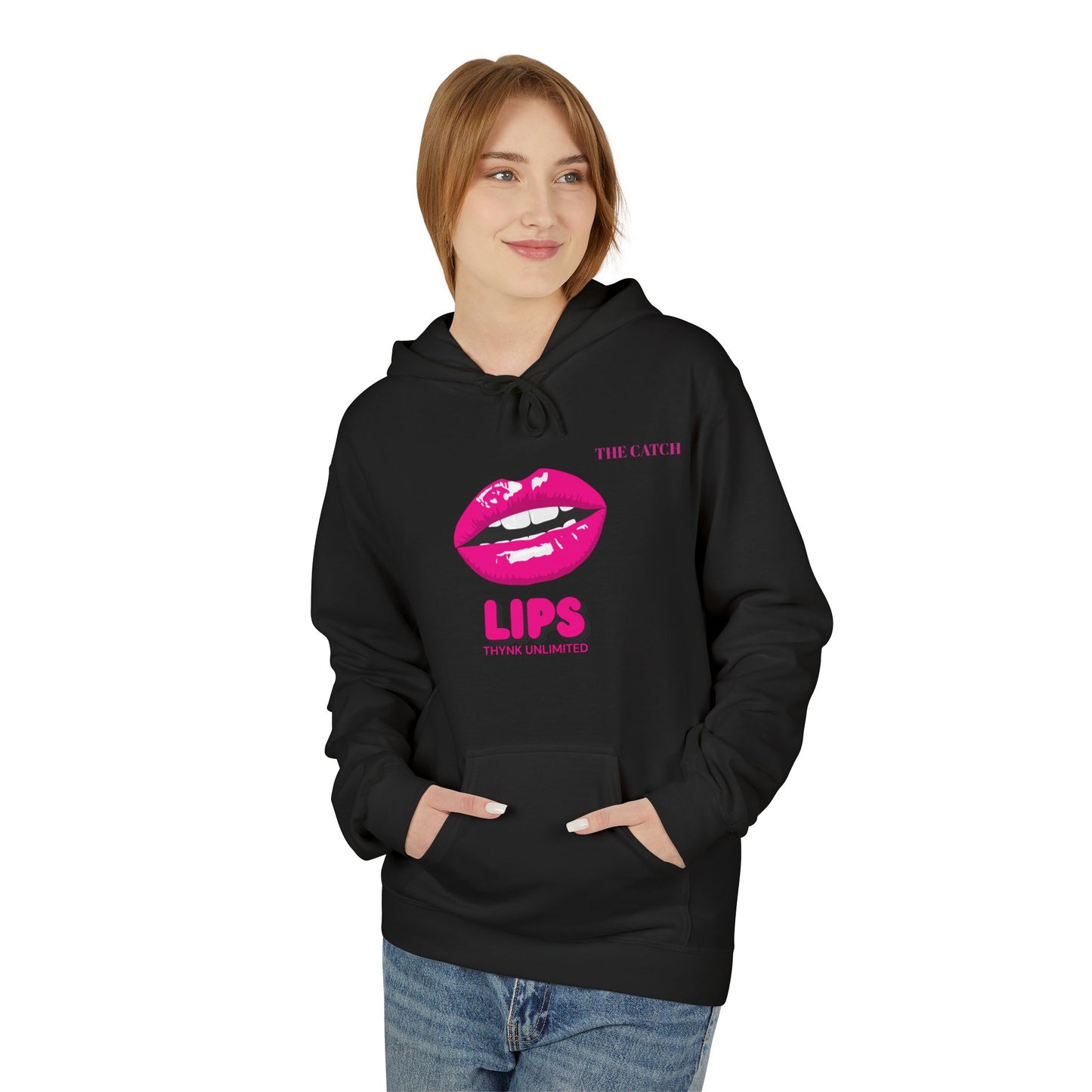 Fleece Hoodie with Chic Lip Design - Perfect for Casual Outings and Gifts