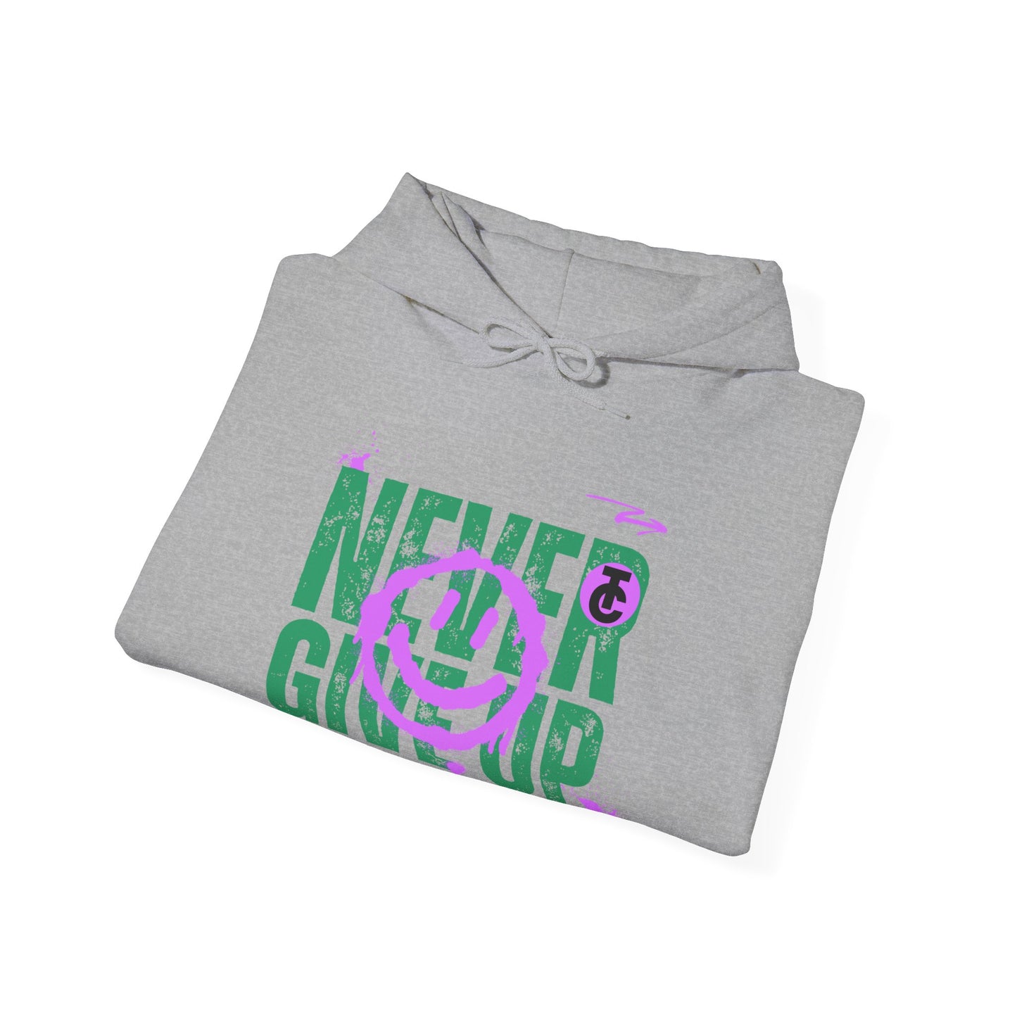 Motivational Sweatshirt - "Never Give Up" Hoodie, Cozy Gift for Friends, Inspirational Apparel, Perfect for Any Occasion