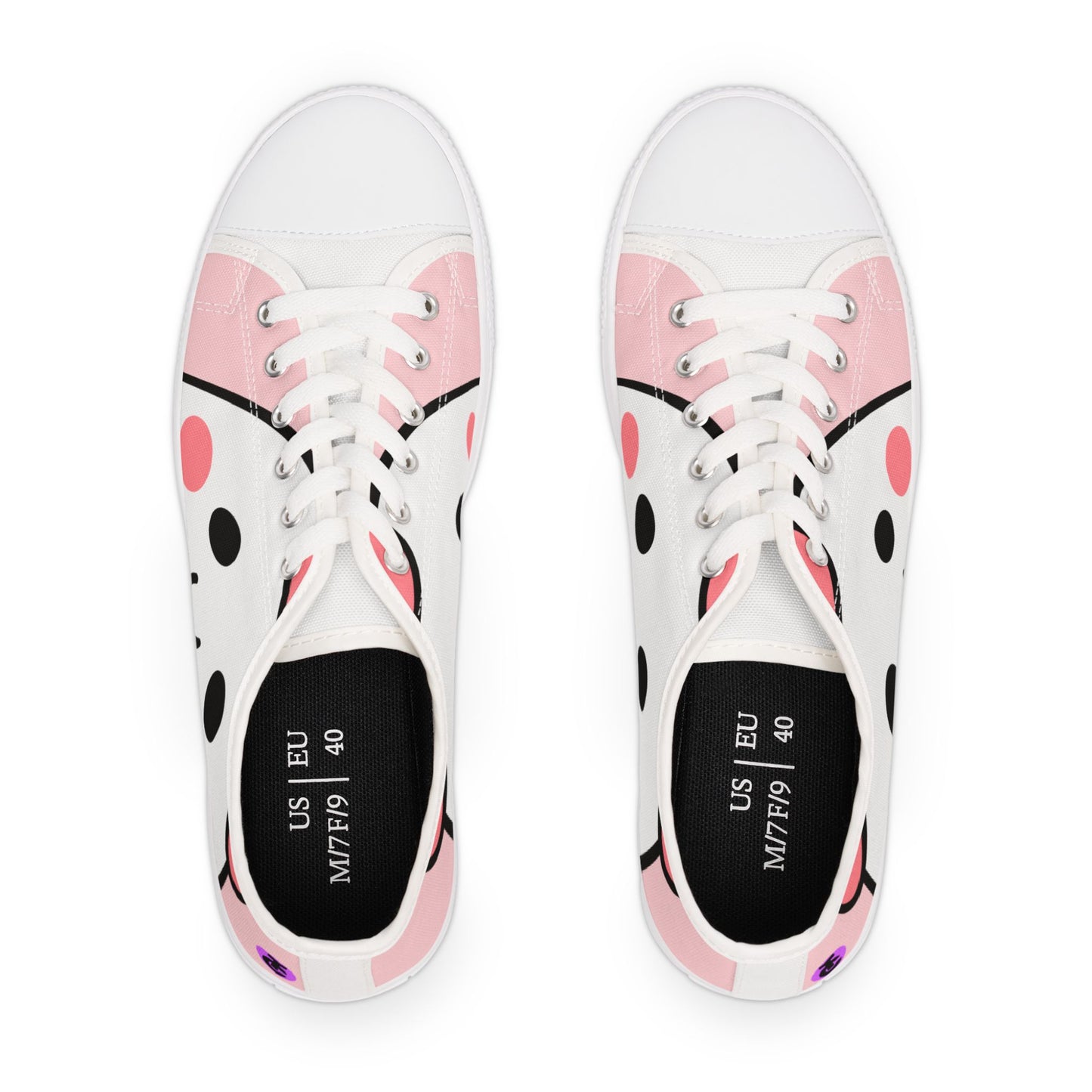 Cute Women's Low Top Sneakers with Happy Face Design