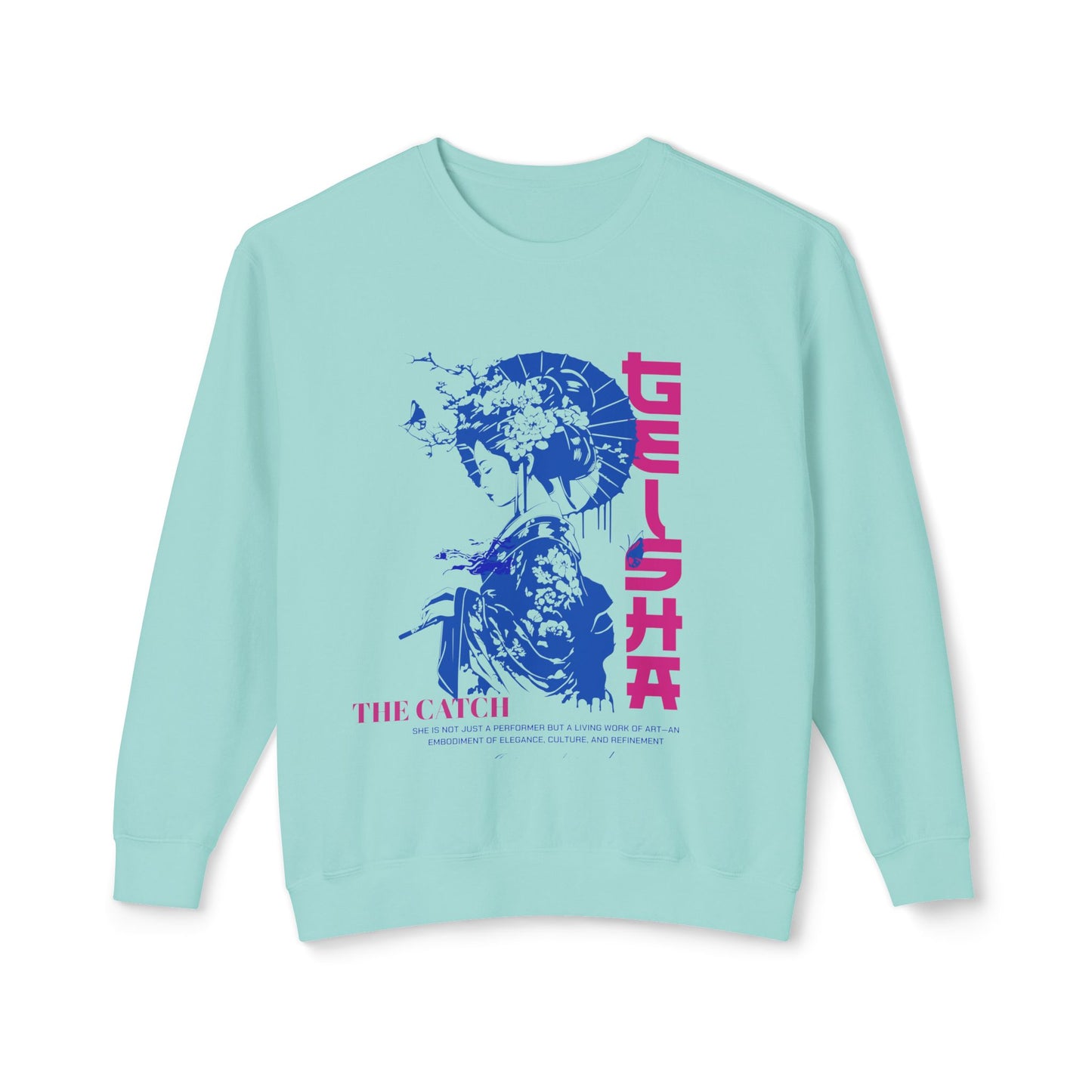 Geisha Artwork Women's Lightweight Crewneck Sweatshirt - Stylish and Cultural Design