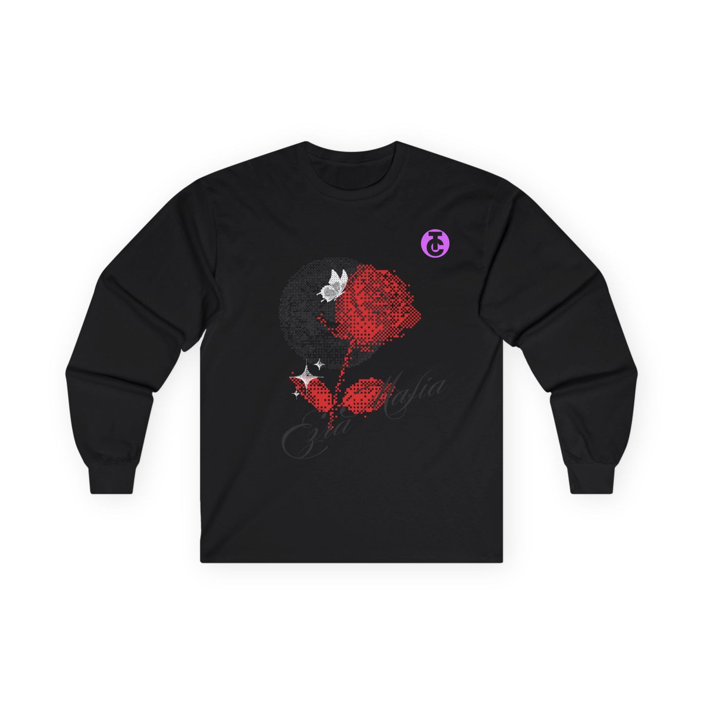 Black Rose Graphic Long Sleeve Tee for Artistic Souls