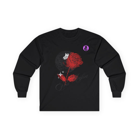 Black Rose Graphic Long Sleeve Tee for Artistic Souls