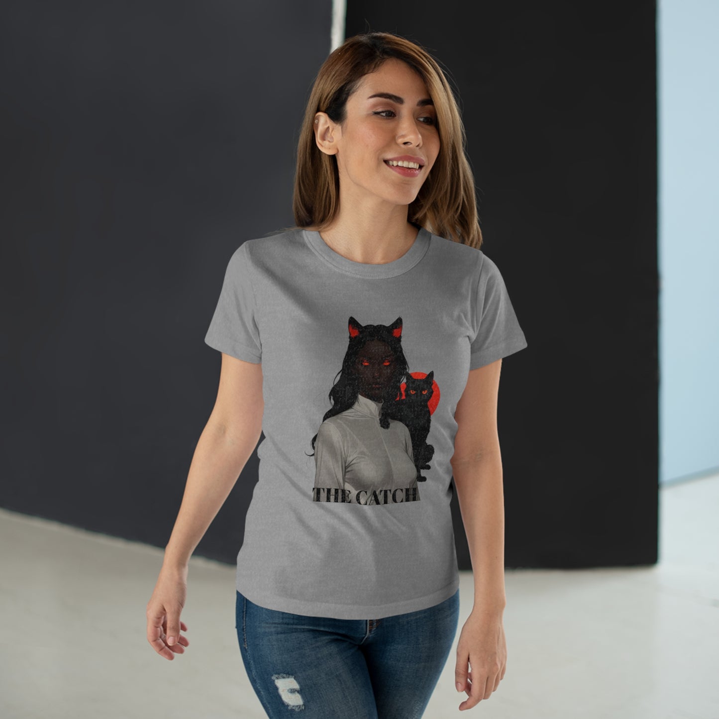 The Catch Women's T-Shirt - Stylish Cat-Themed Graphic Tee for Cat Lovers - THE CATCH