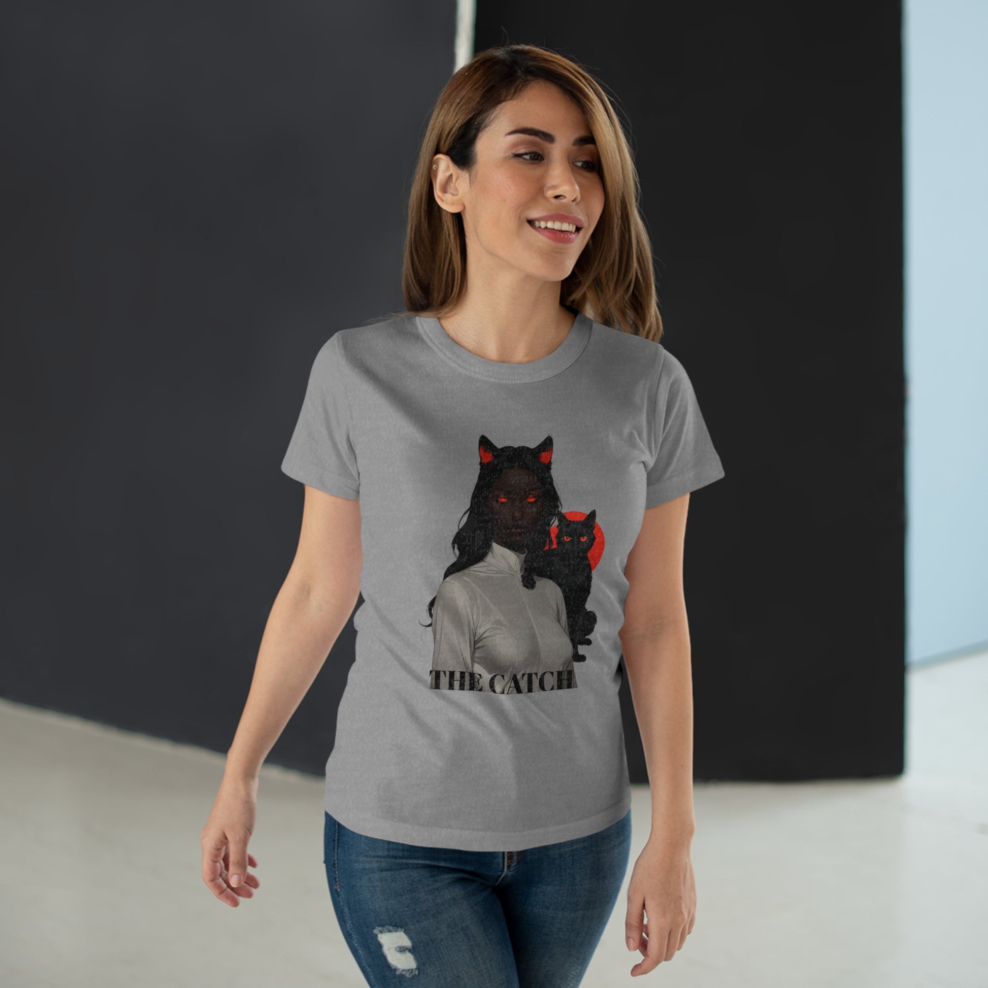 The Catch Women's T-Shirt - Stylish Cat-Themed Graphic Tee for Cat Lovers - THE CATCH