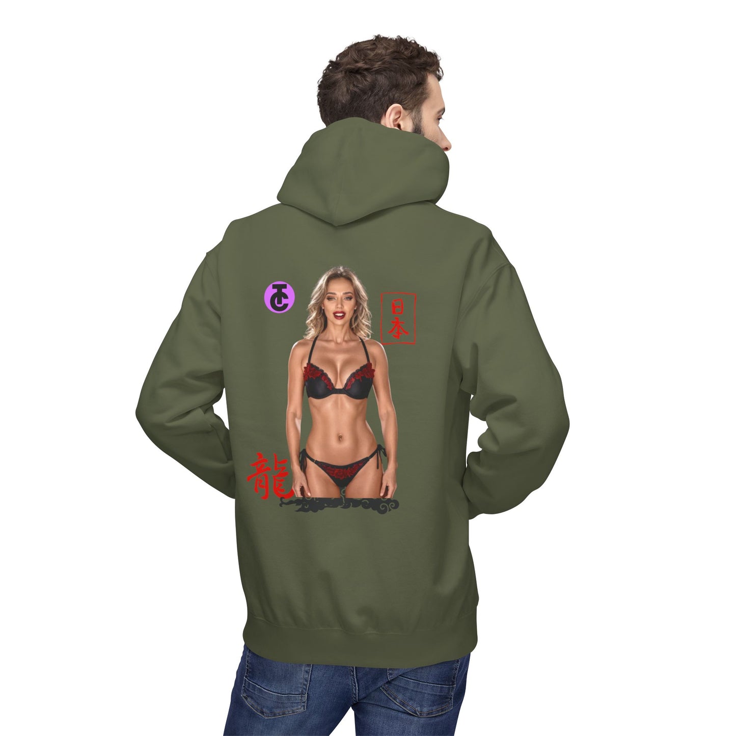 Midweight Softstyle Fleece Hoodie - Vibrant Japanese-Inspired Design