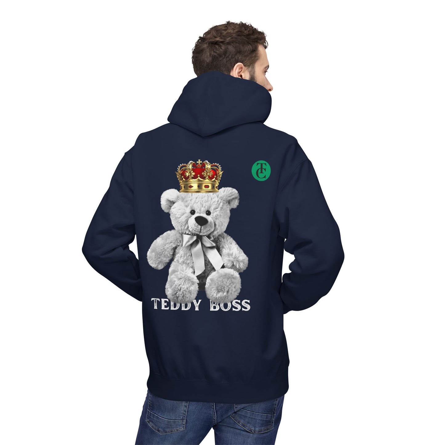 Teddy Boss Hoodie: Midweight Softstyle Fleece with Crowned Bear Design