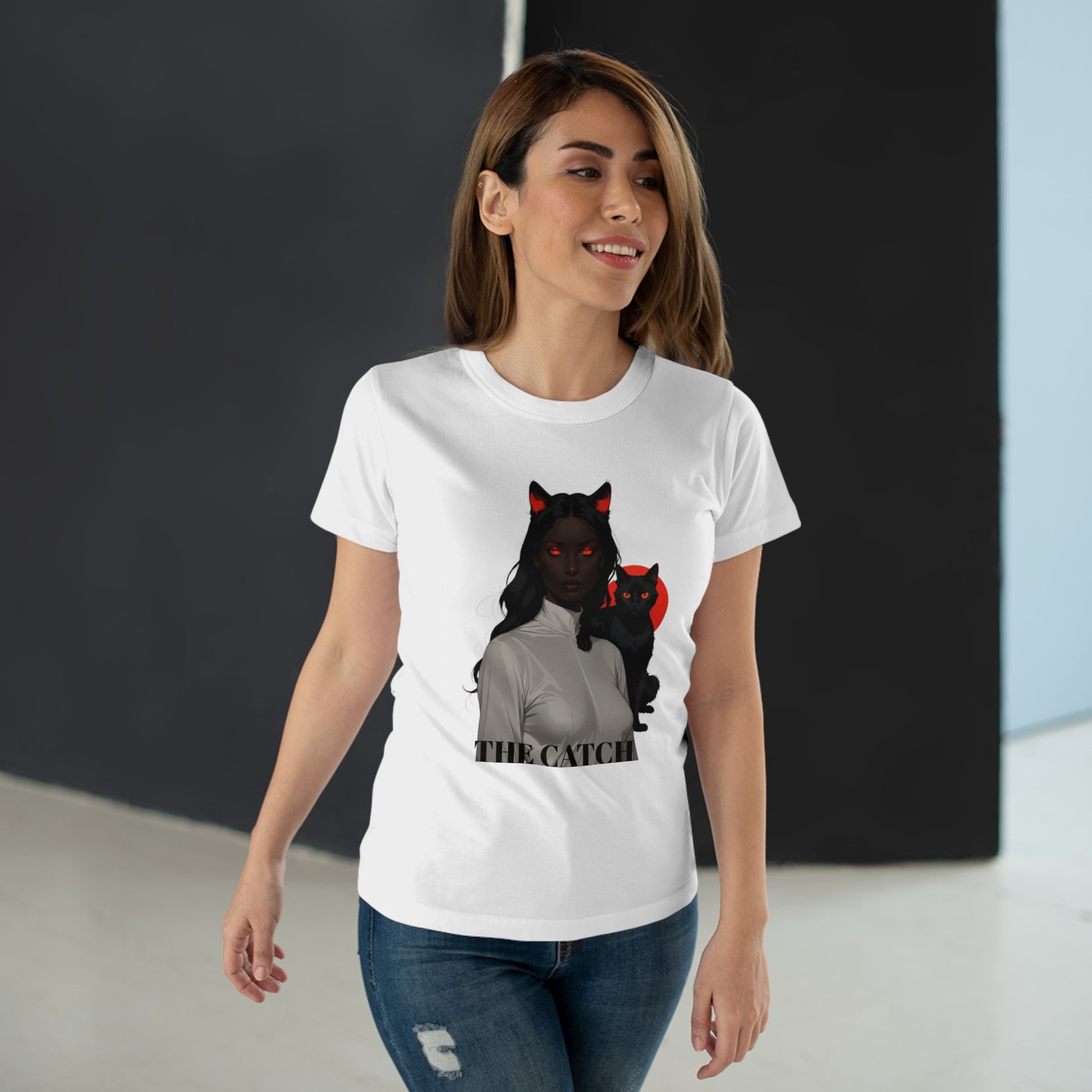The Catch Women's T-Shirt - Stylish Cat-Themed Graphic Tee for Cat Lovers - THE CATCH