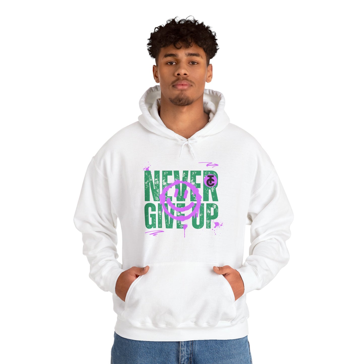 Motivational Sweatshirt - "Never Give Up" Hoodie, Cozy Gift for Friends, Inspirational Apparel, Perfect for Any Occasion - THE CATCH