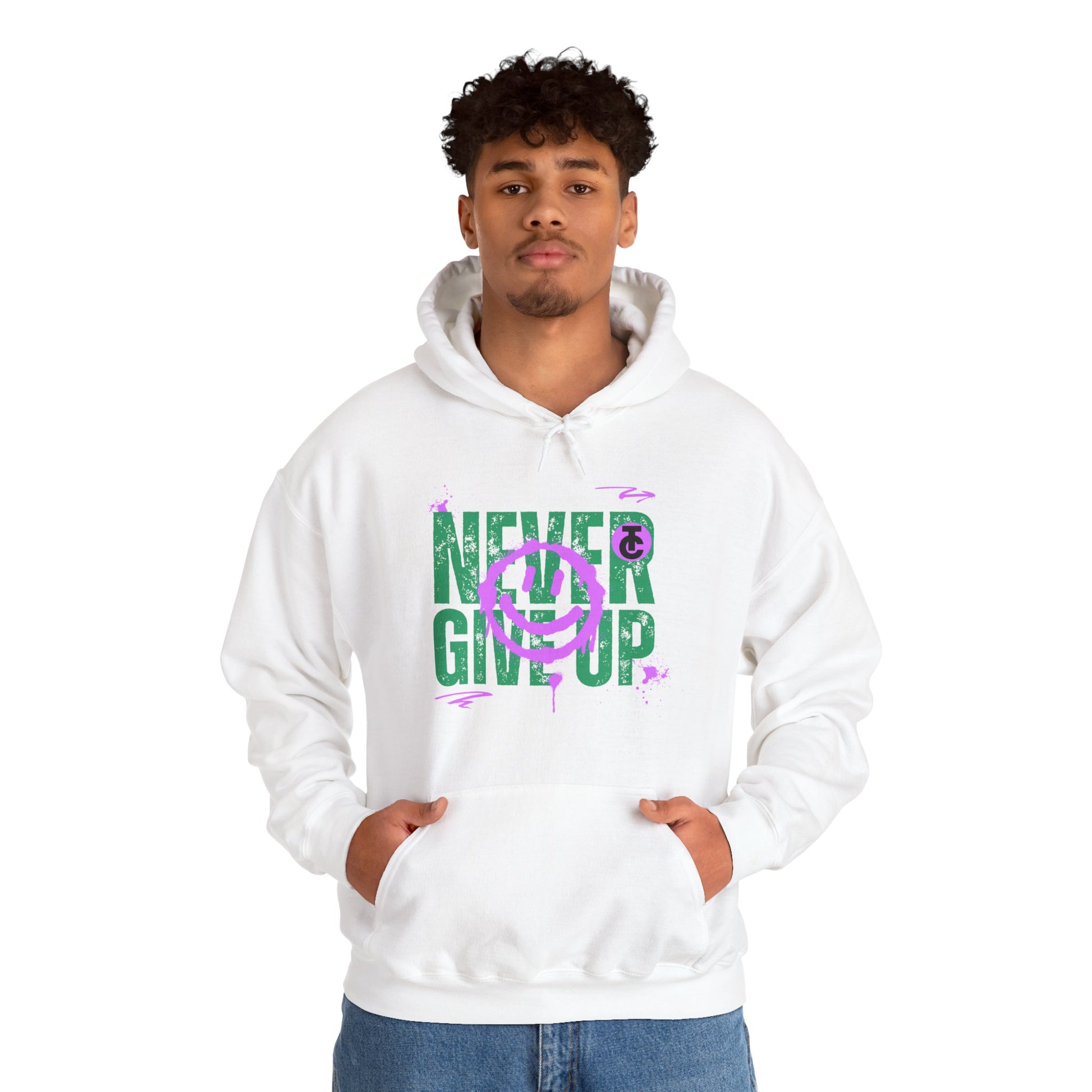 Motivational Sweatshirt - "Never Give Up" Hoodie, Cozy Gift for Friends, Inspirational Apparel, Perfect for Any Occasion - THE CATCH