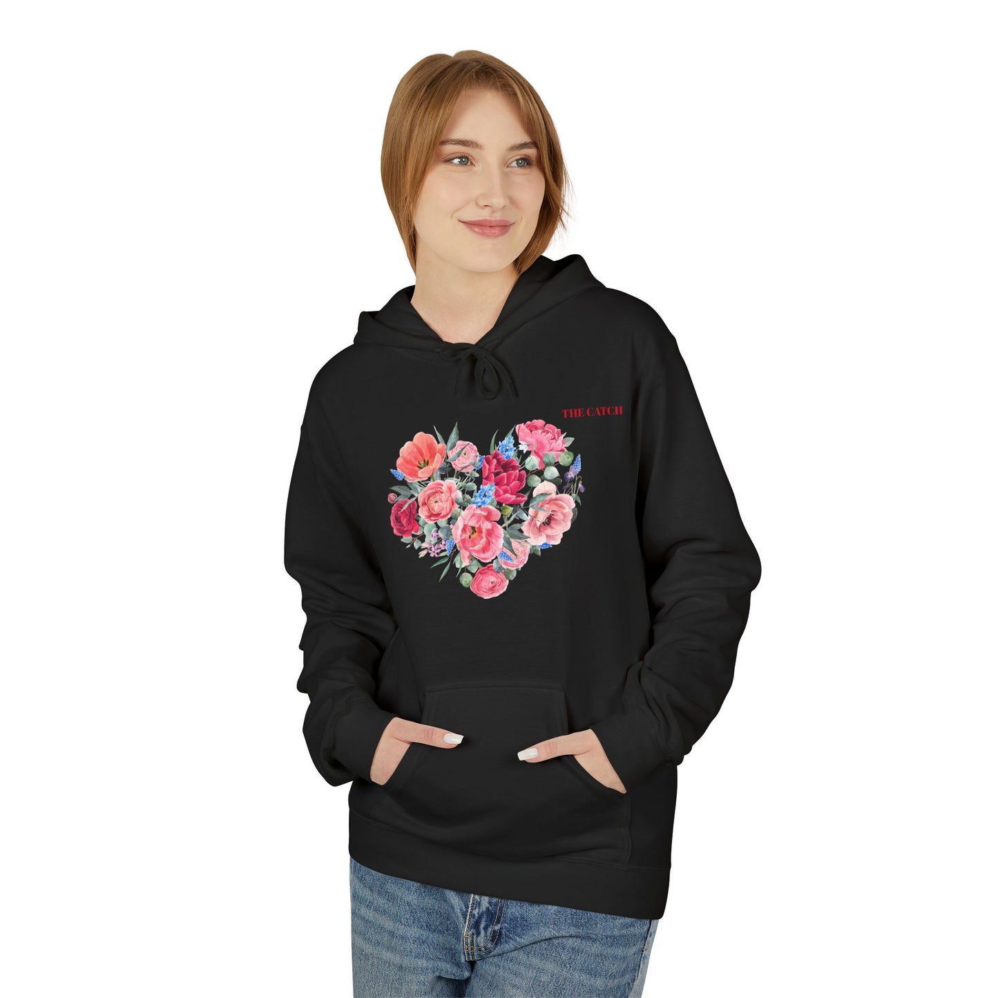 Floral Heart Fleece Hoodie - Softstyle Sweatshirt