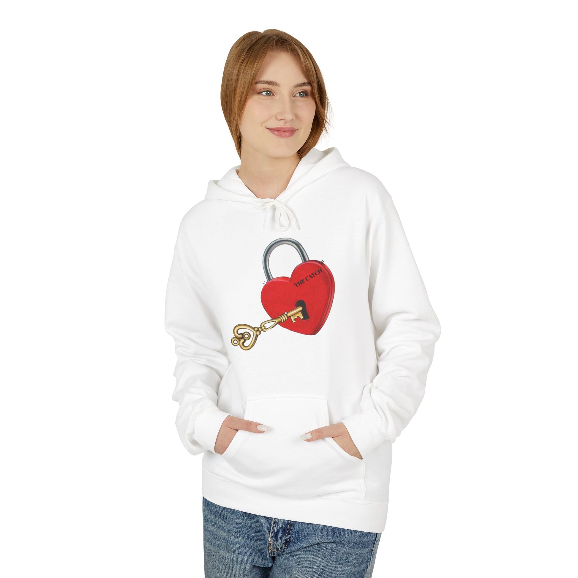 Heart Lock & Key Fleece Hoodie - Cozy Valentine’s Day Gift - THE CATCH