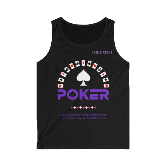 Men's Poker Themed Softstyle Tank Top - Perfect for Game Nights & Casual Wear