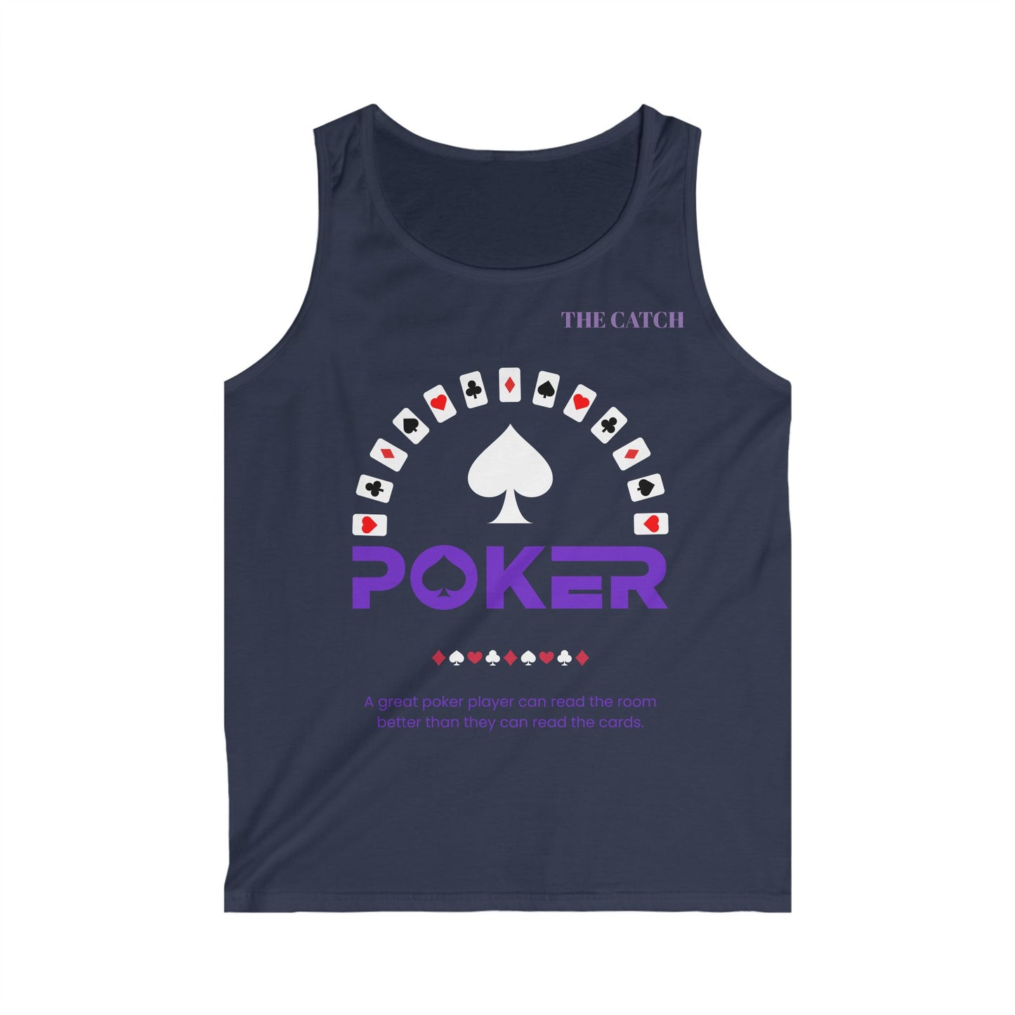 Men's Poker Themed Softstyle Tank Top - Perfect for Game Nights & Casual Wear - THE CATCH